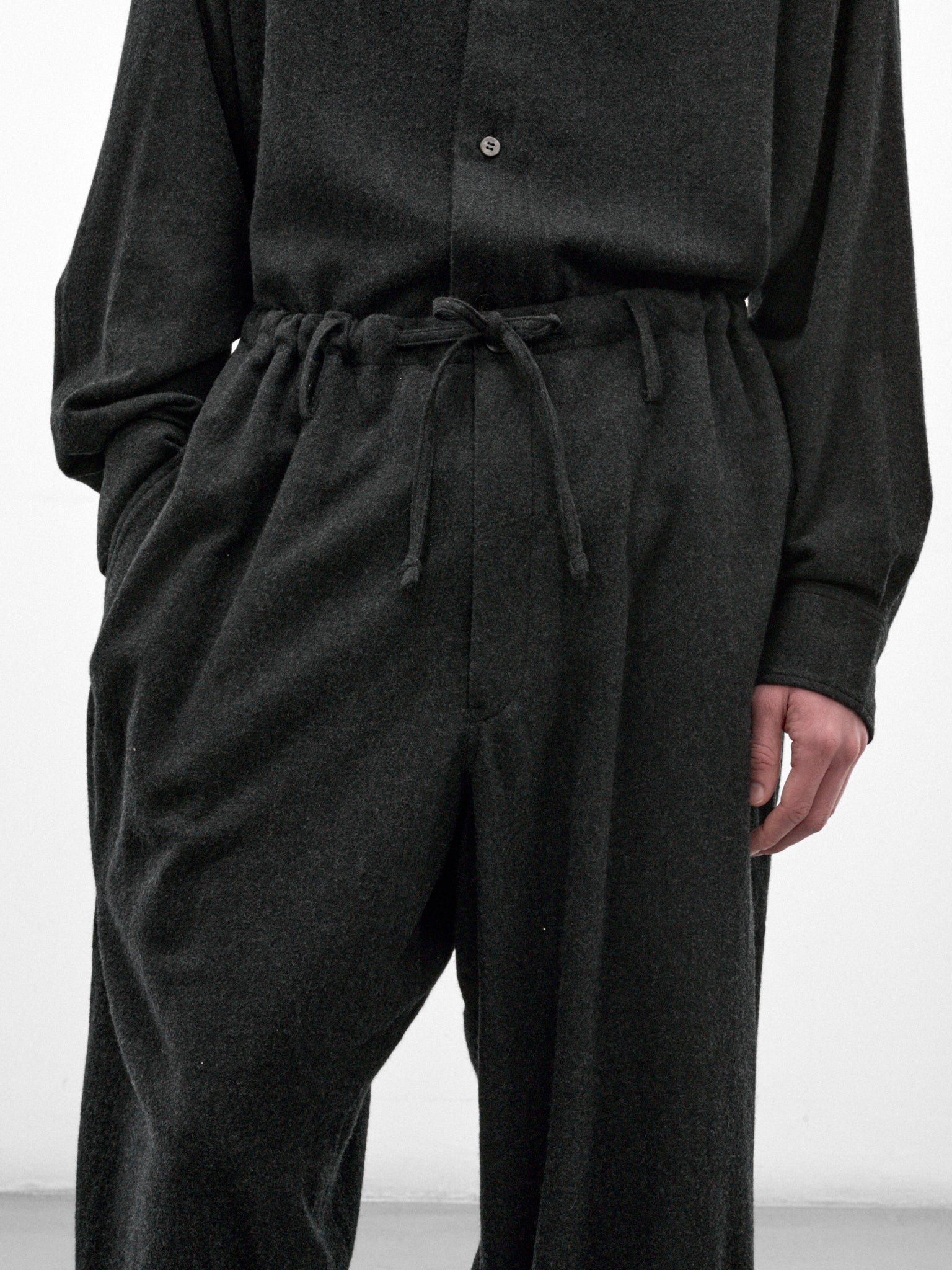 Dark Gray Wool Wide Trousers (C263F06P01-DARK-GRAY)