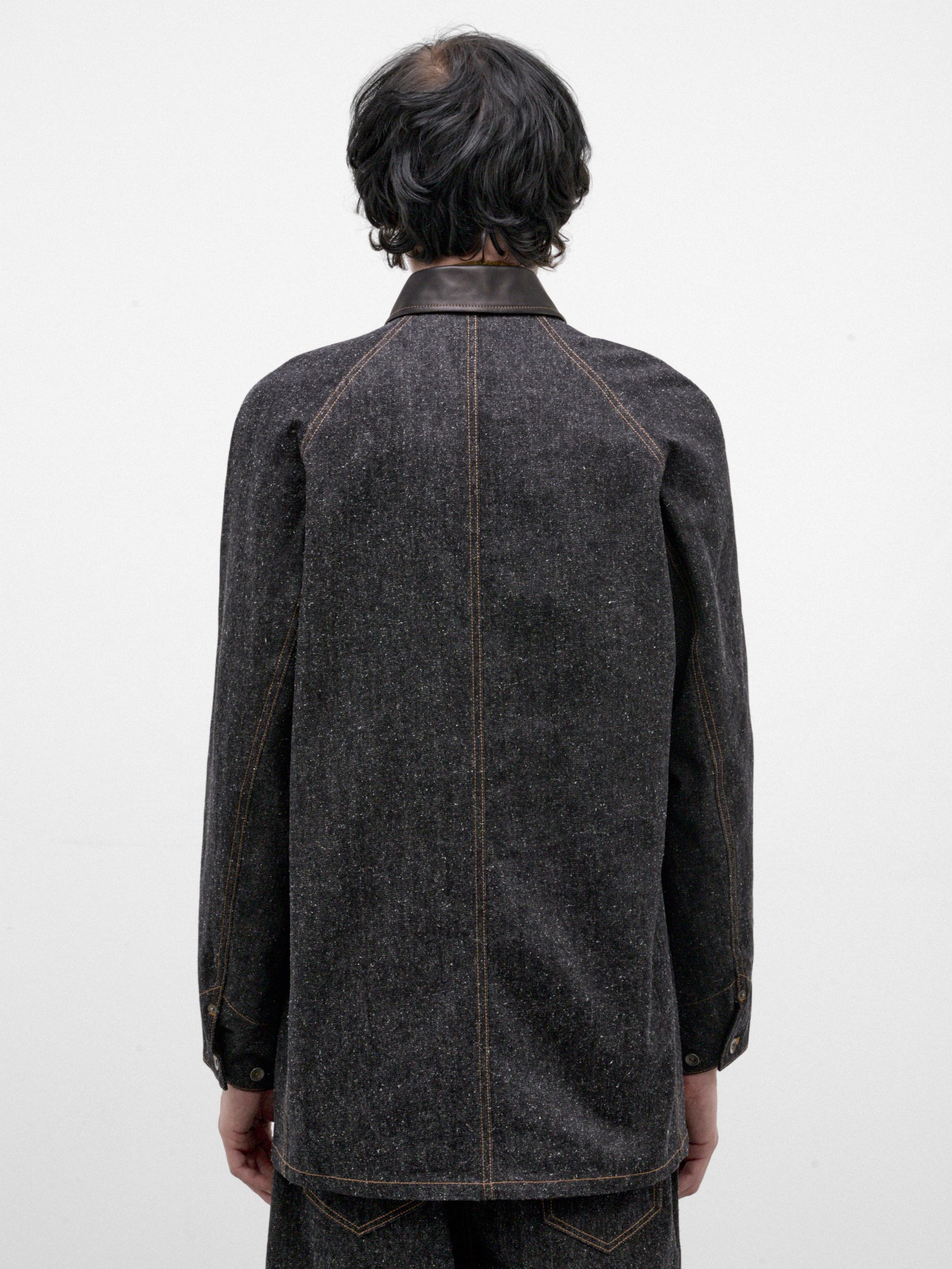 Black Cotton-Silk Workwear Jacket (C263F11J01-BLACK)