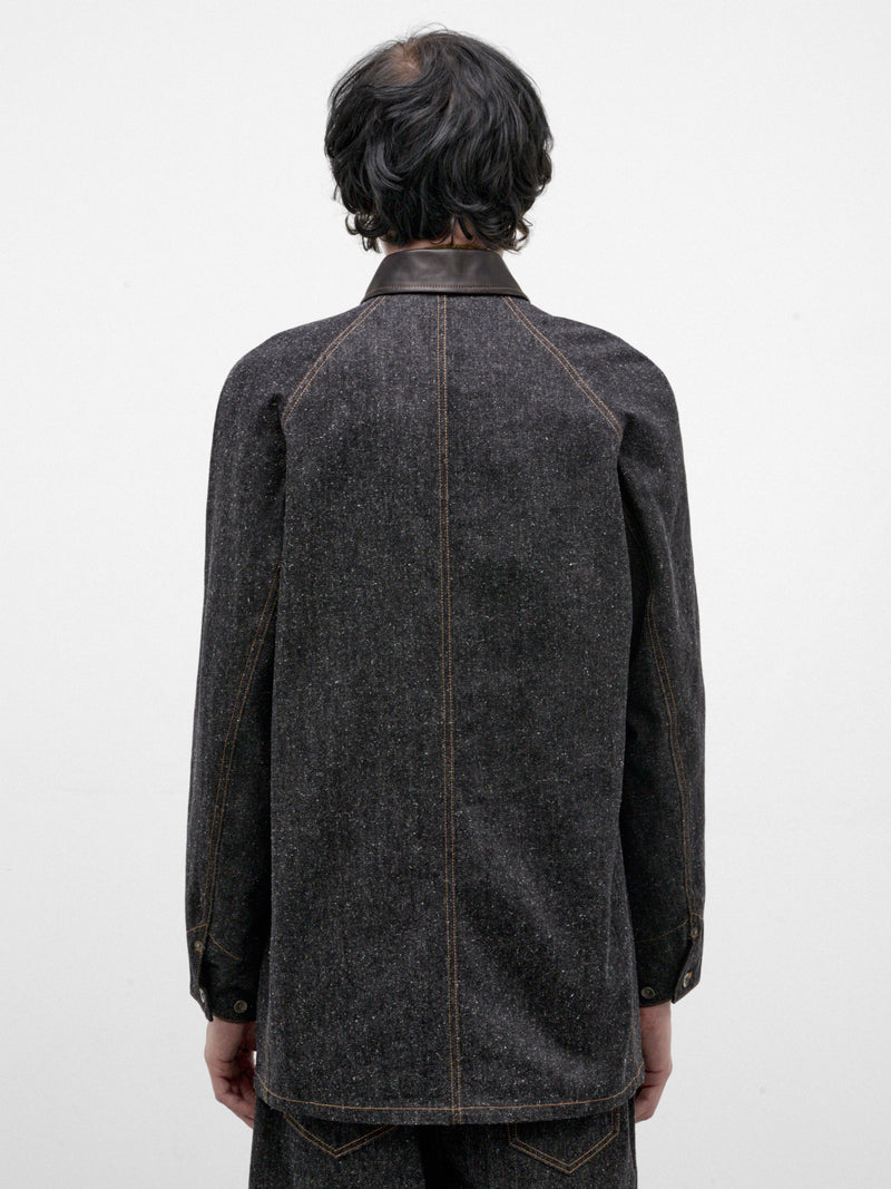 Black Cotton-Silk Workwear Jacket (C263F11J01-BLACK)