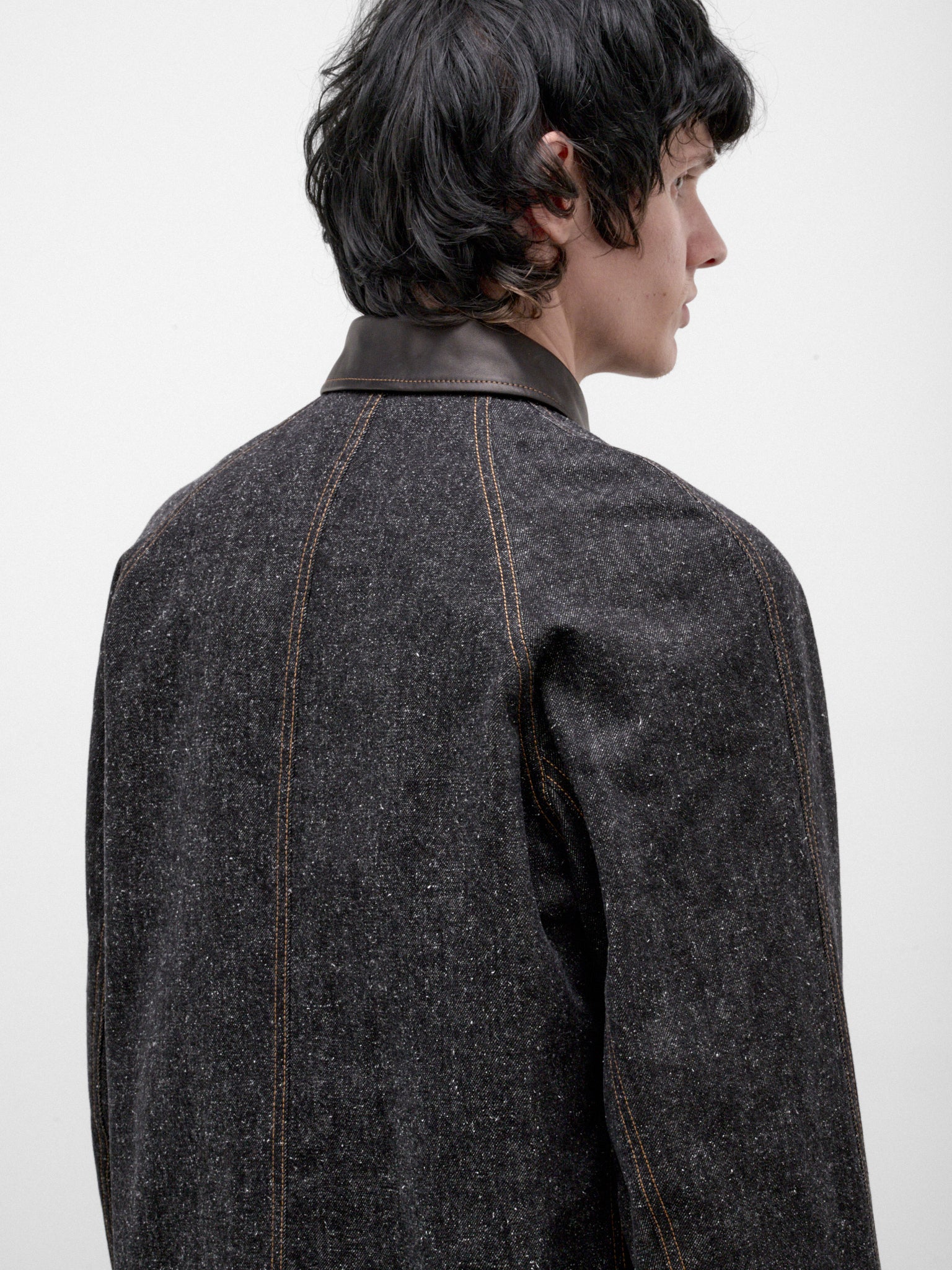 Black Cotton-Silk Workwear Jacket (C263F11J01-BLACK)