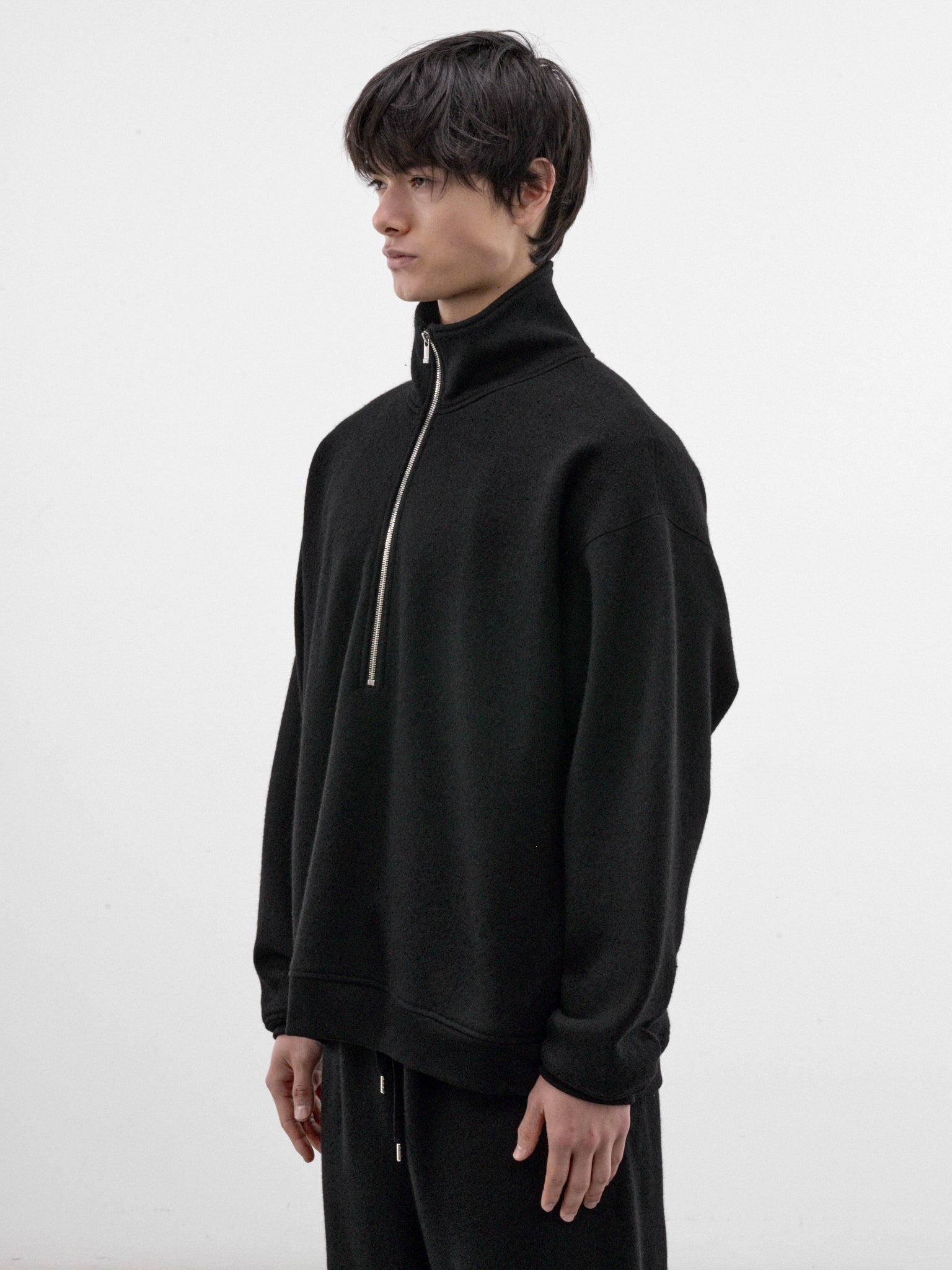 Black Wool Half-Zip Pullover (C263U02B02-BLACK)
