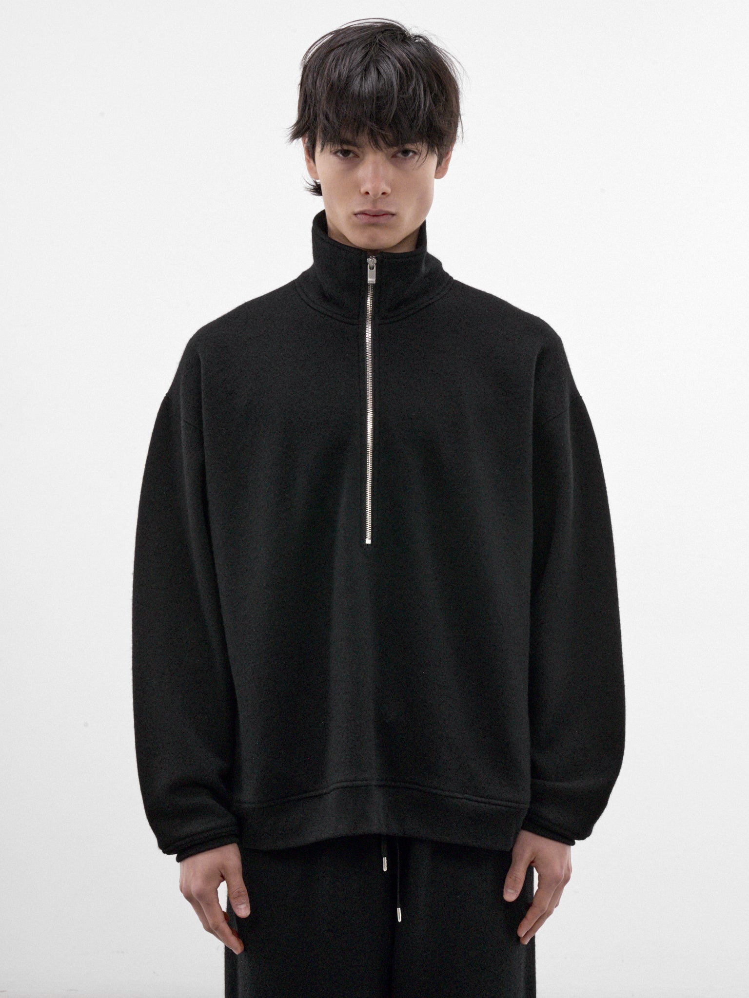 Black Wool Half-Zip Pullover (C263U02B02-BLACK)