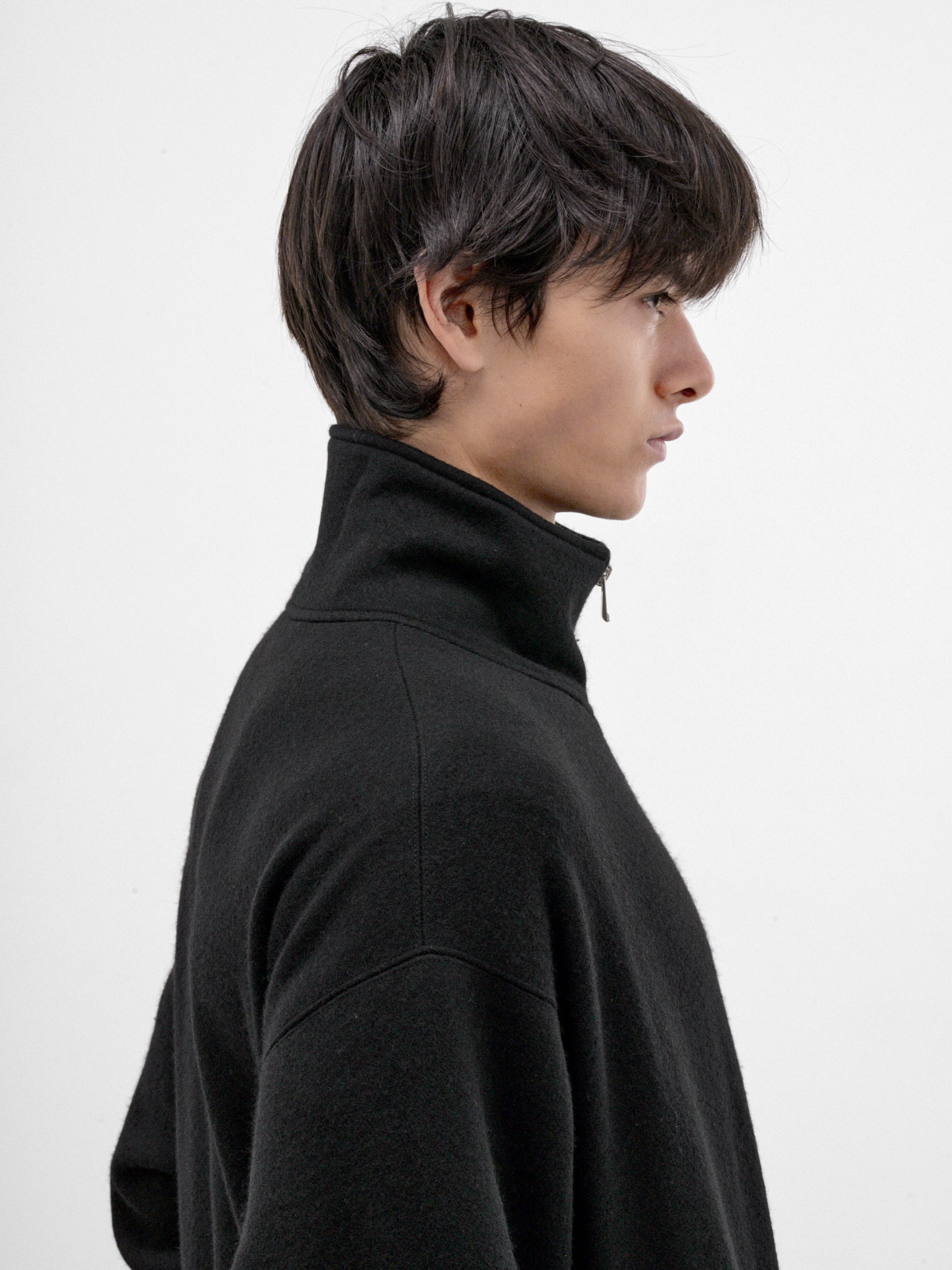 Black Wool Half-Zip Pullover (C263U02B02-BLACK)