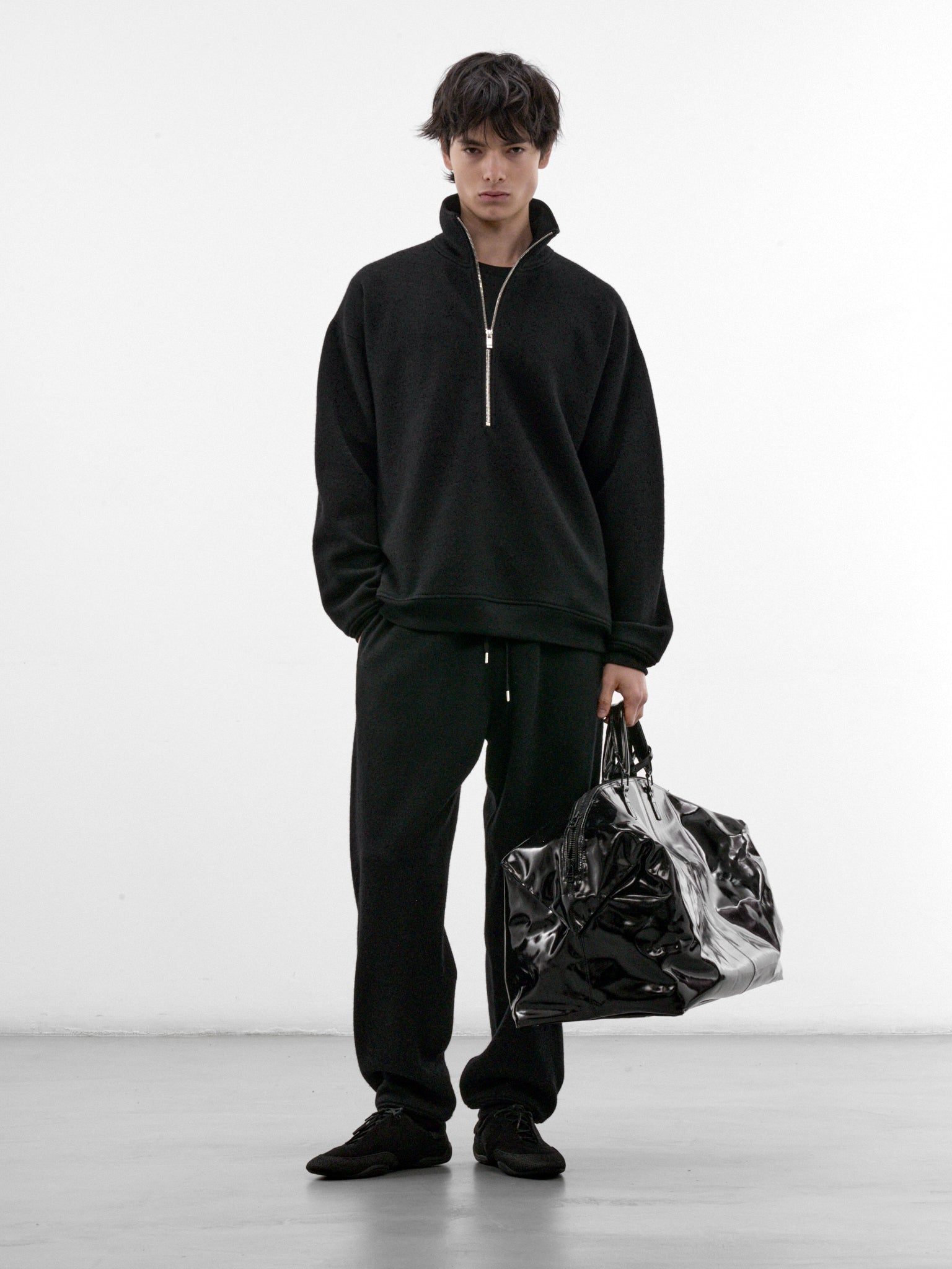 Black Wool Half-Zip Pullover (C263U02B02-BLACK)