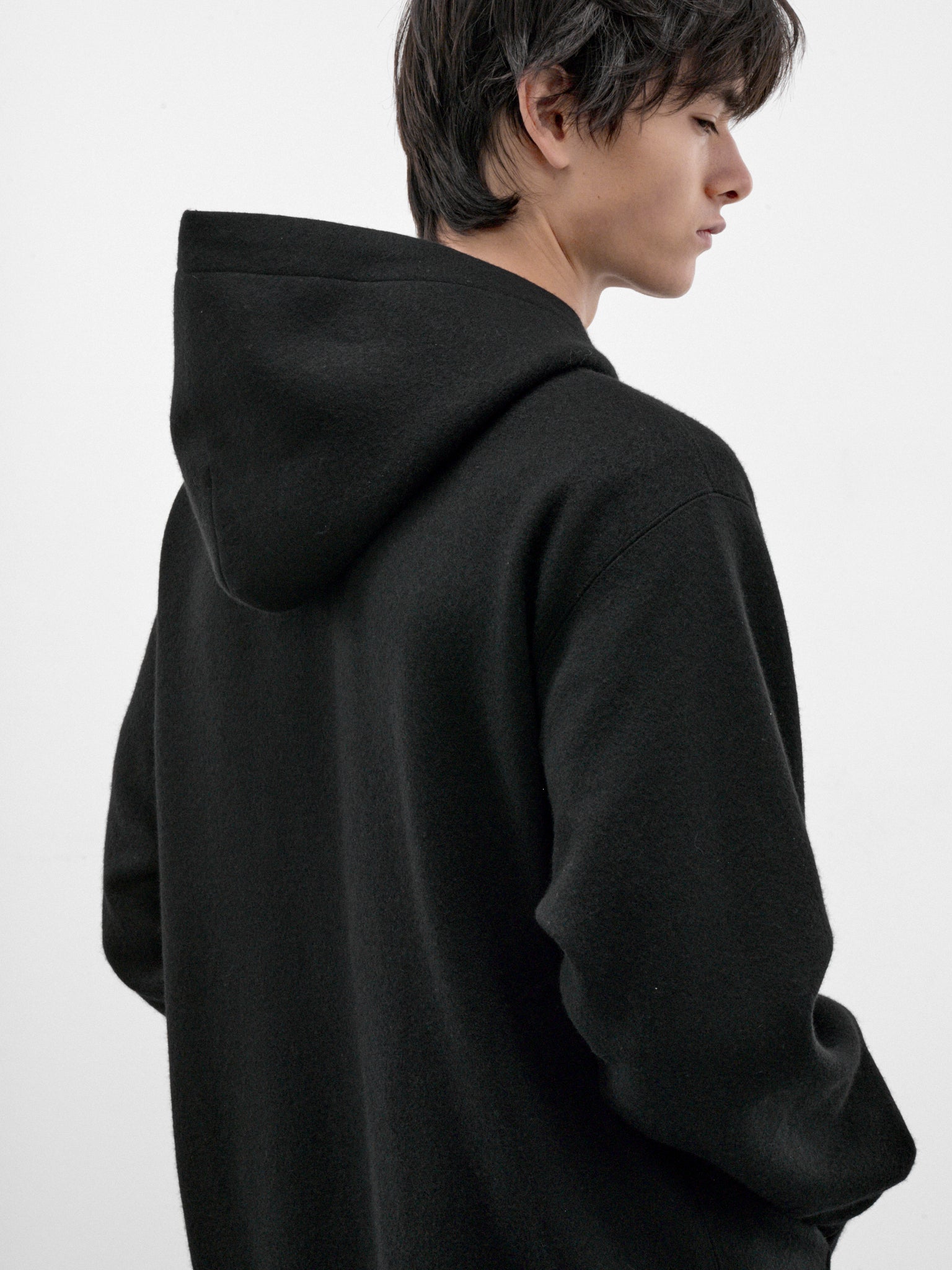 Black Wool Zip Hoodie (C263U02J01-BLACK)