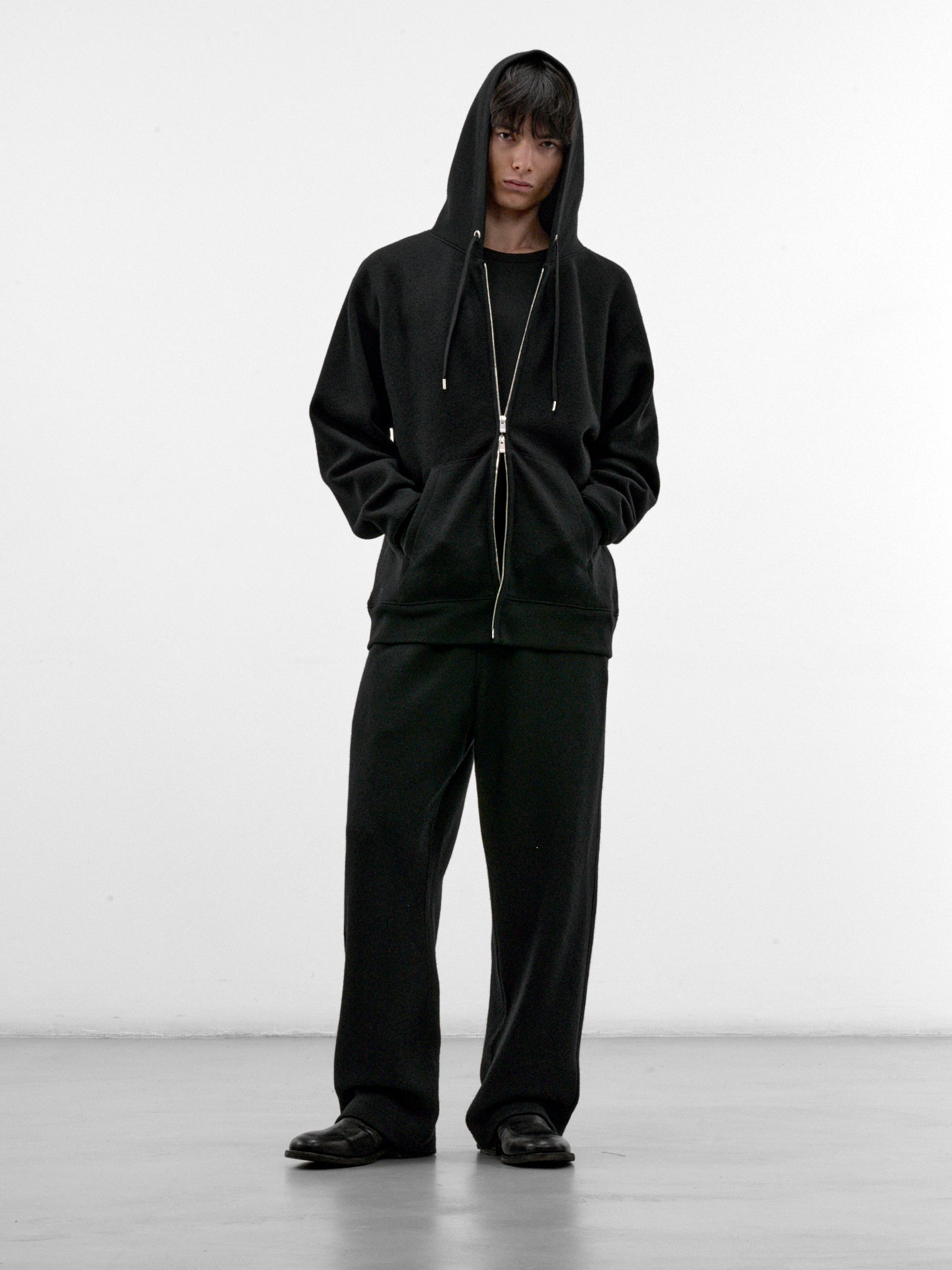 Black Wool Zip Hoodie (C263U02J01-BLACK)