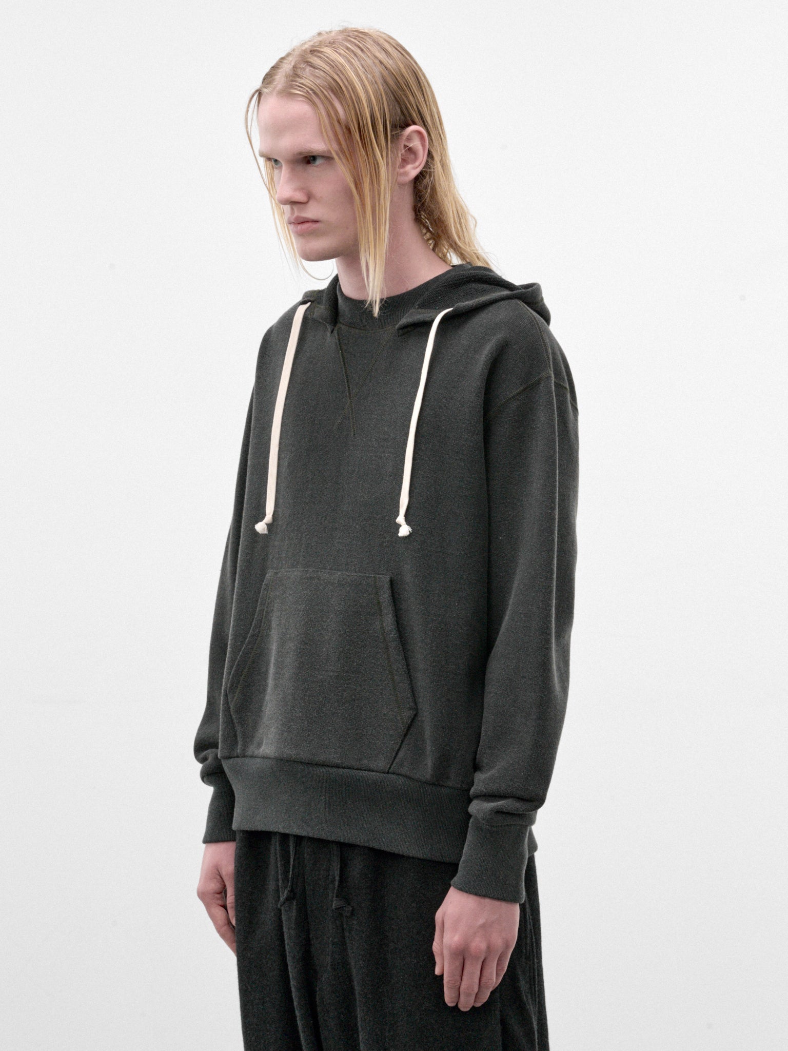 Blue-Gray Cotton Fleece Hoodie (C263U07B01-BLUE-GRAY)