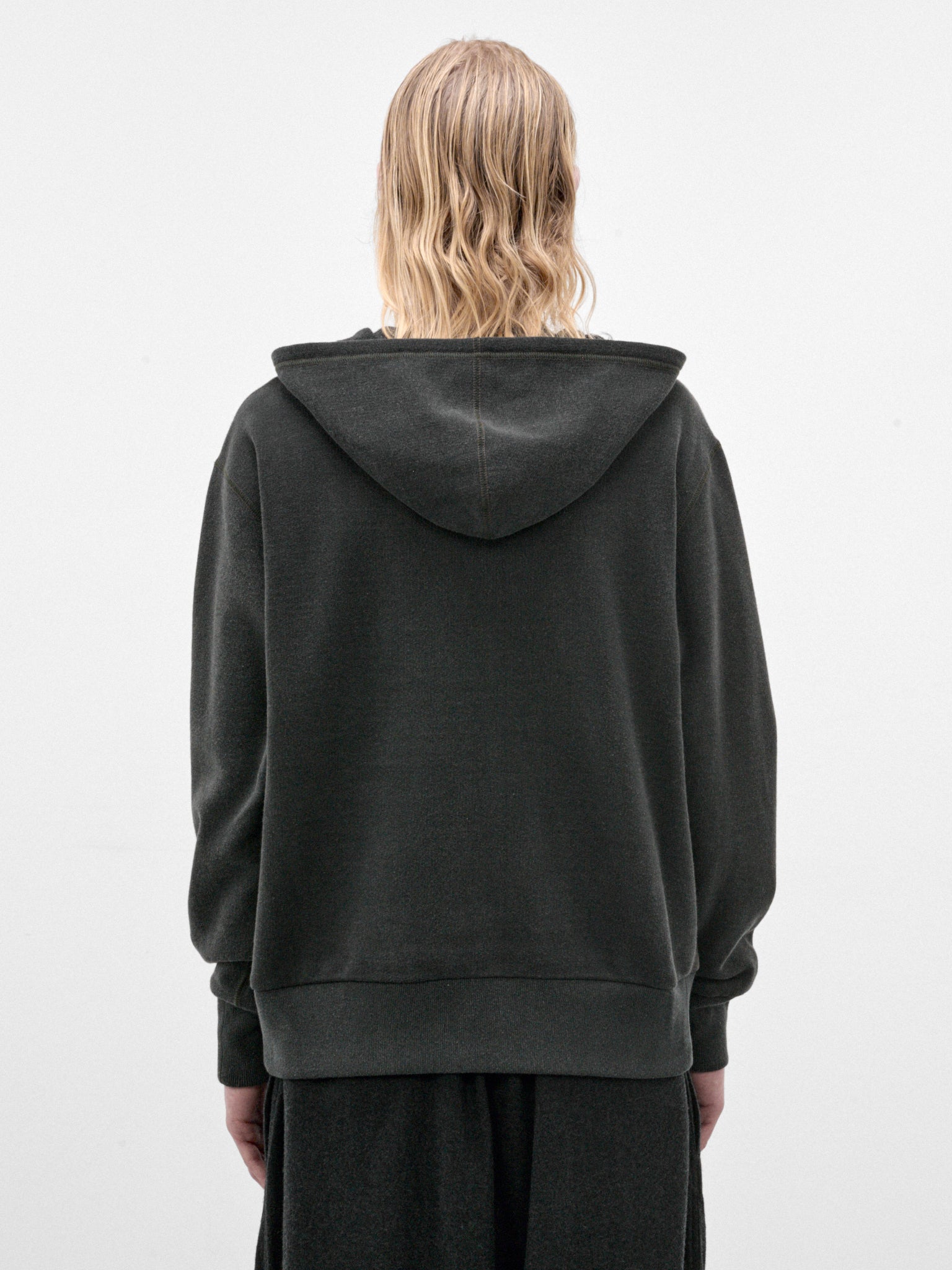 Blue-Gray Cotton Fleece Hoodie (C263U07B01-BLUE-GRAY)