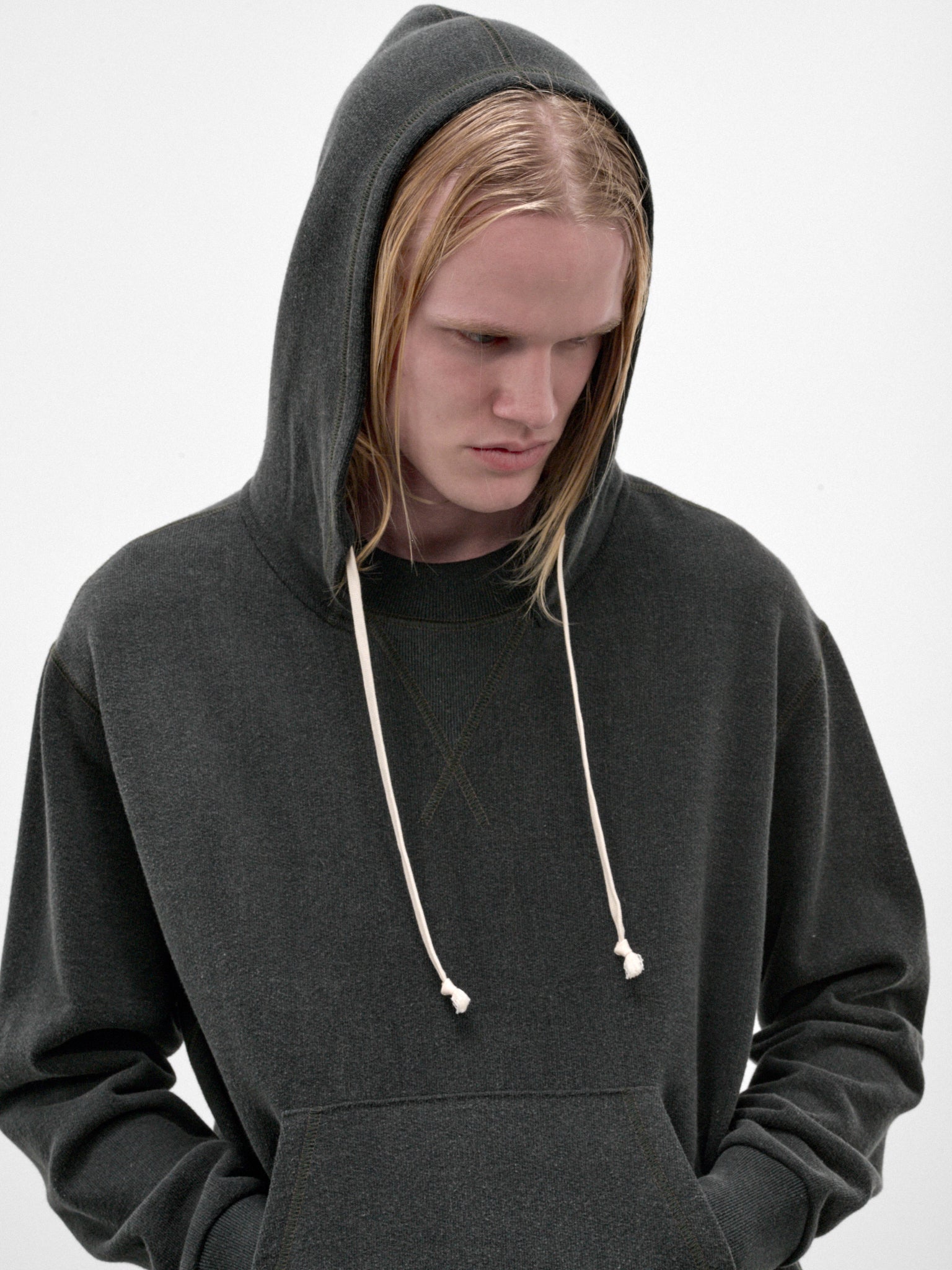 Blue-Gray Cotton Fleece Hoodie (C263U07B01-BLUE-GRAY)