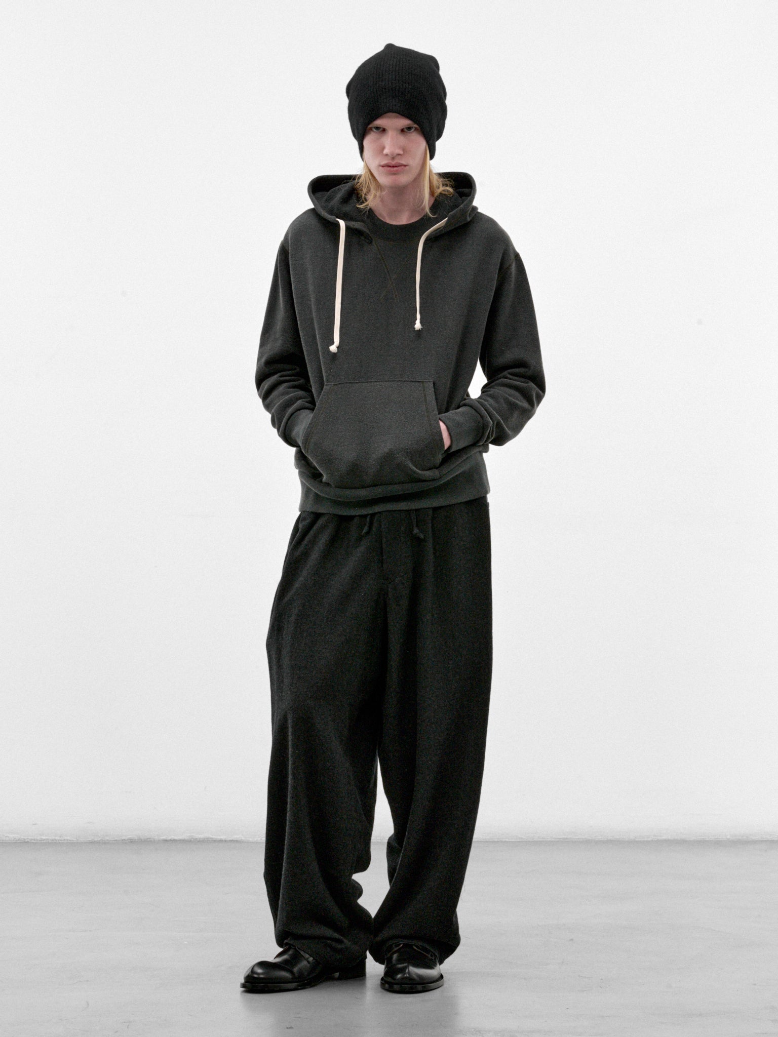 Blue-Gray Cotton Fleece Hoodie (C263U07B01-BLUE-GRAY)