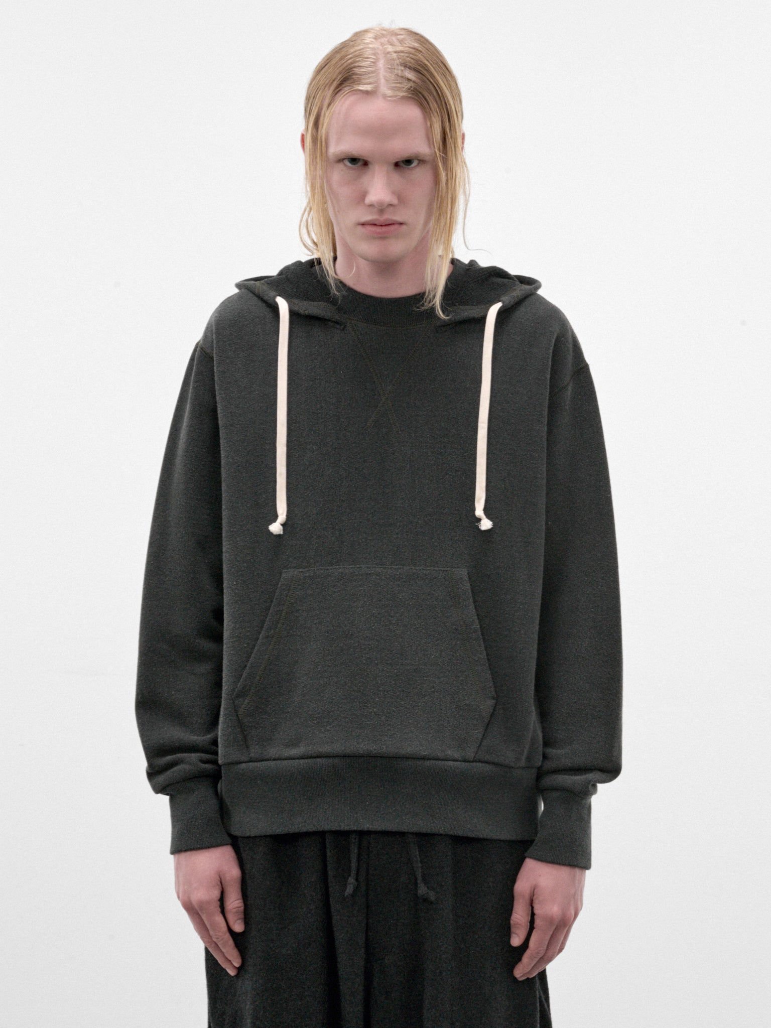 Blue-Gray Cotton Fleece Hoodie (C263U07B01-BLUE-GRAY)