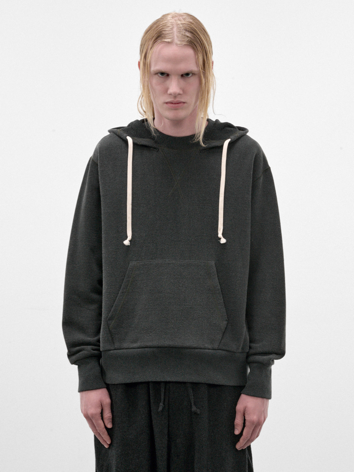 Blue-Gray Cotton Fleece Hoodie (C263U07B01-BLUE-GRAY)