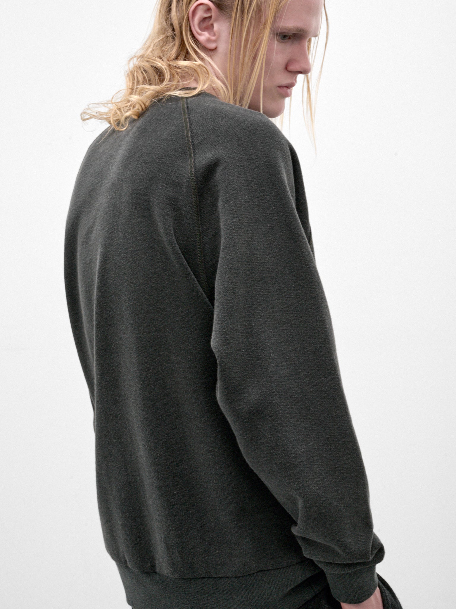 Blue-Gray Cotton Fleece Pullover (C263U07B02-BLUE-GRAY)