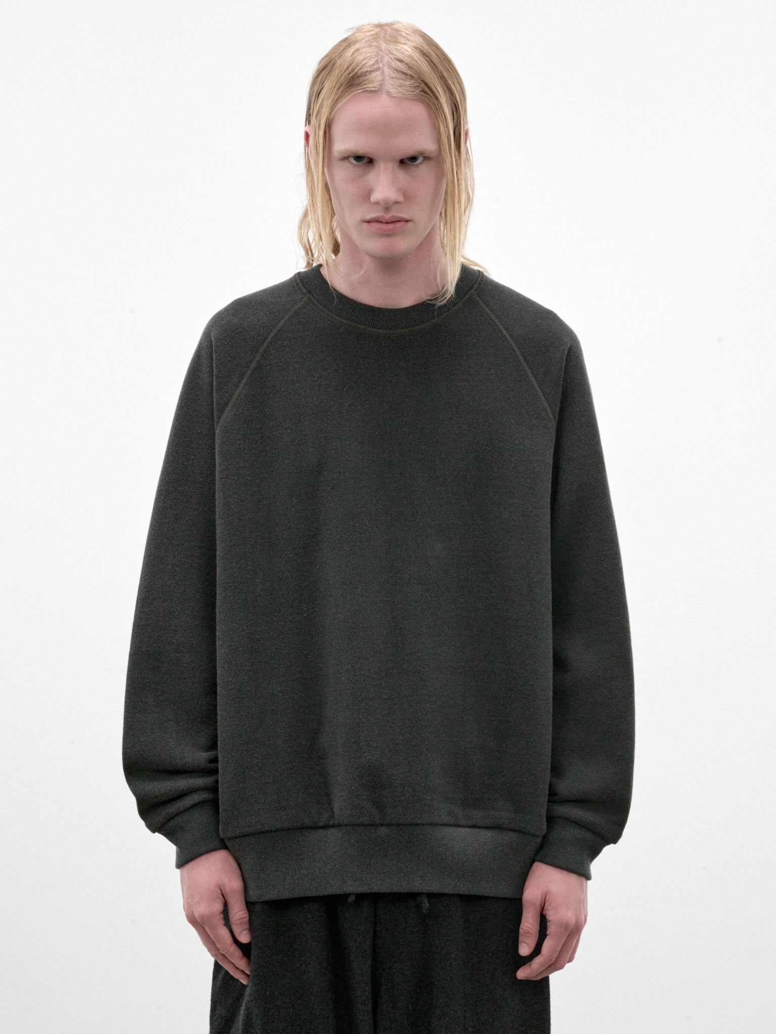 Blue-Gray Cotton Fleece Pullover (C263U07B02-BLUE-GRAY)