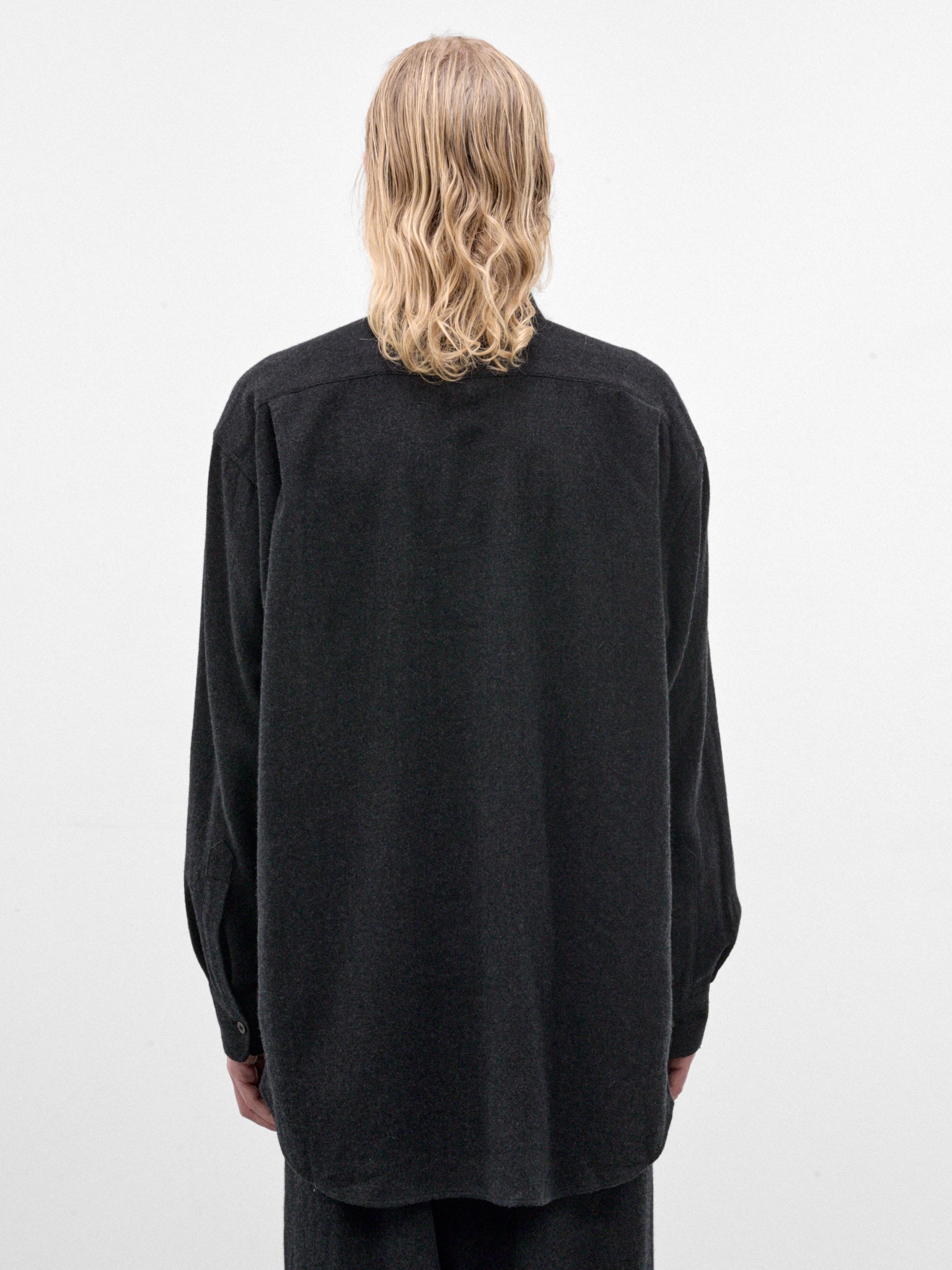 Dark Gray Wool Button-Up Shirt (C263F06B01-DARK-GRAY)