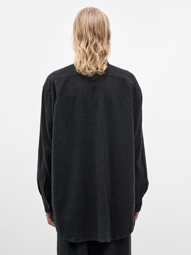 Dark Gray Wool Button-Up Shirt (C263F06B01-DARK-GRAY)