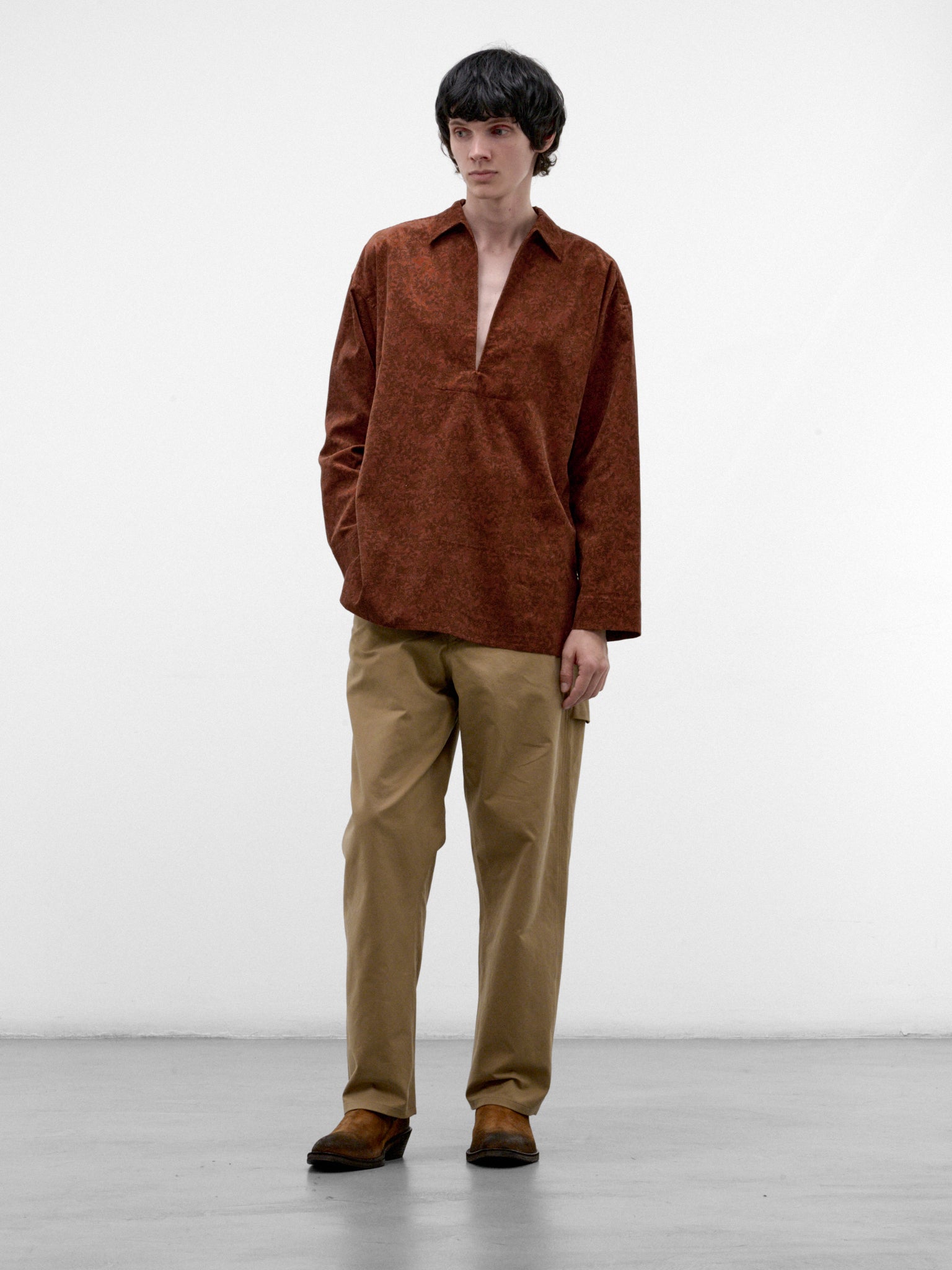 Terracotta Botanical Pullover Shirt (PC263F08B02-TERRACOTA)