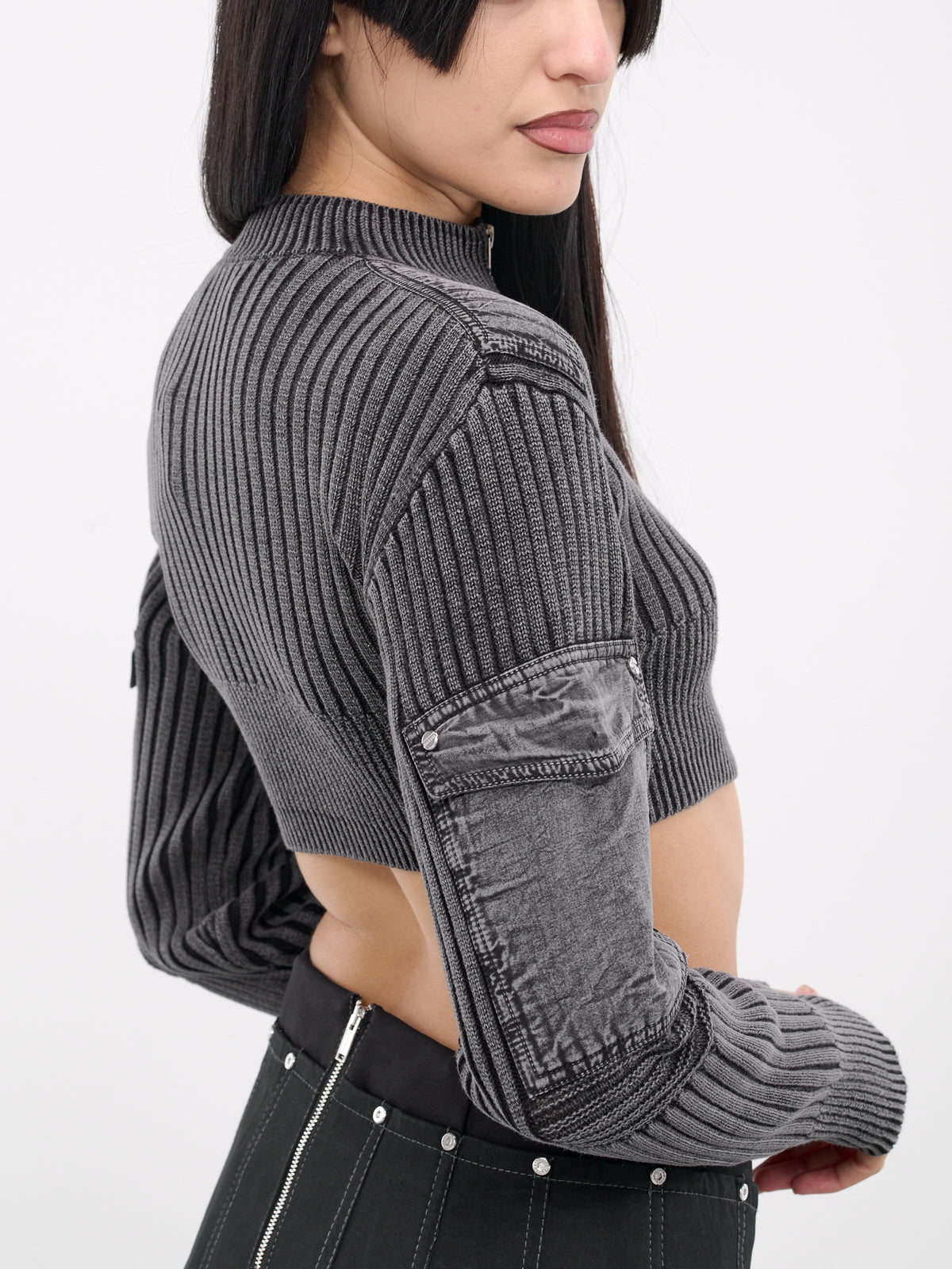 Garment Dyed Cropped Sweater (C7264-1030-WASHED-BLACK)