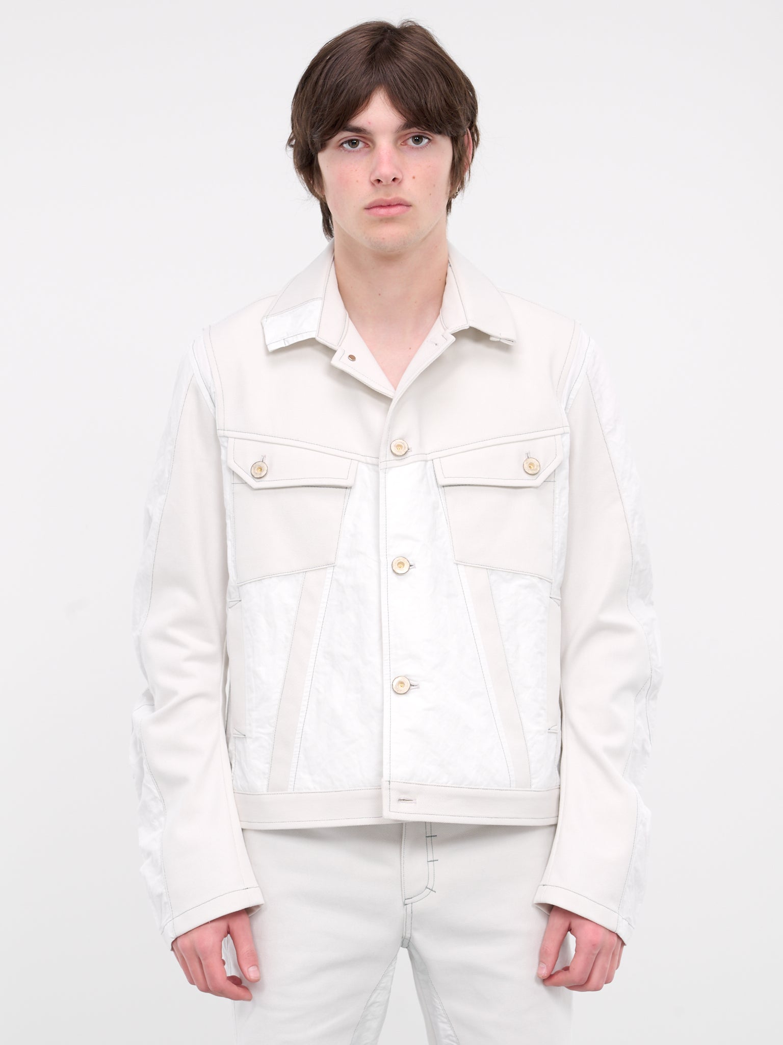 Ruined Trucker Jacket (CA05RTJ5WH-WHITE)