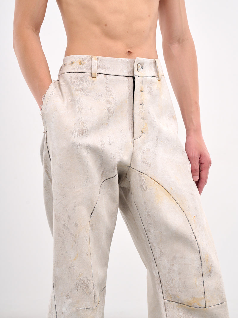 Hand-Coated Human-Shell Trousers (CA07HCHB8RW-RUSTY-WHITE)