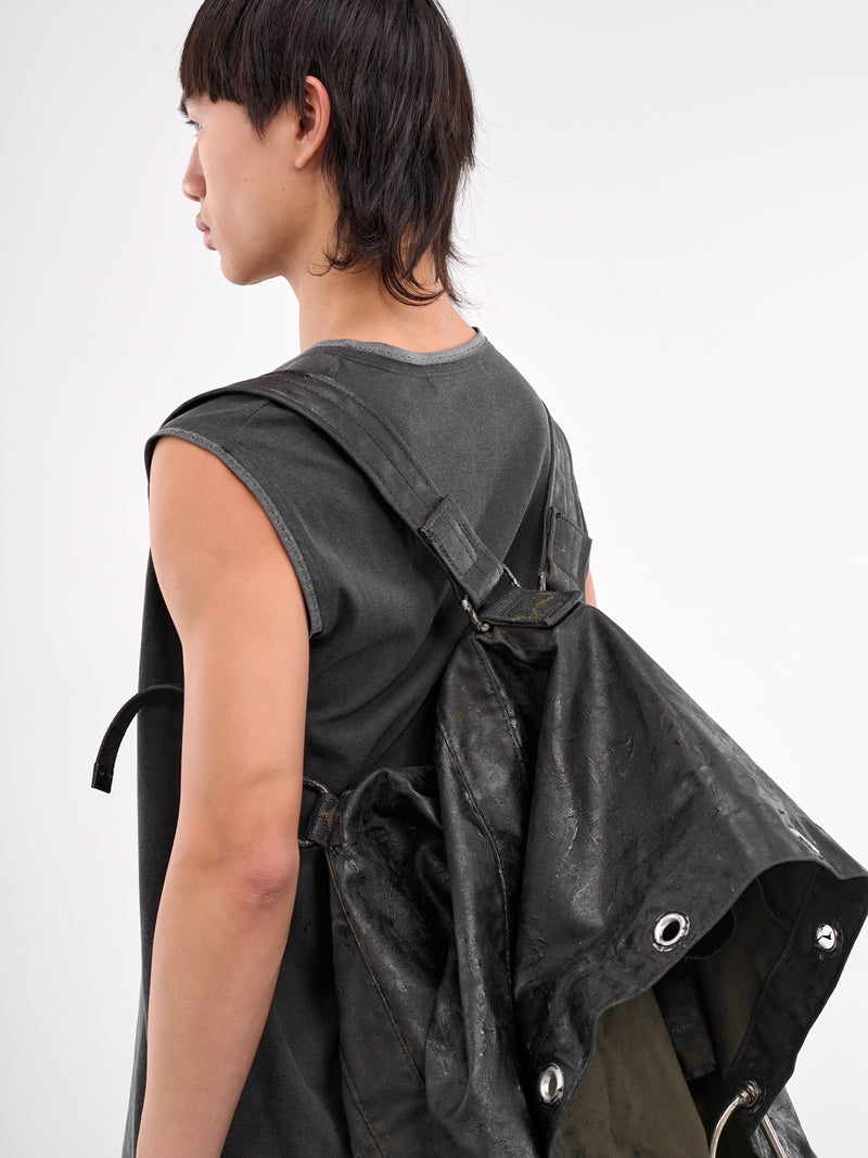 Hand-Coated Recycled Duffel Bag (CA07HCRD7-OB-OIL-BLACK)