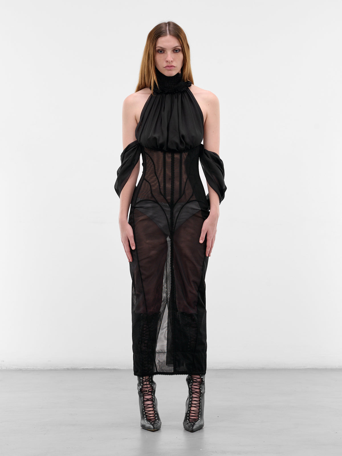 Black Cage Of Mind Maxi Dress (CAGE-OF-MIND-DRESS-BLACK)