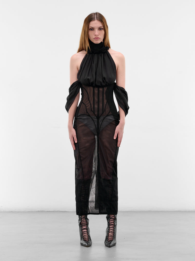 Black Cage Of Mind Maxi Dress (CAGE-OF-MIND-DRESS-BLACK)