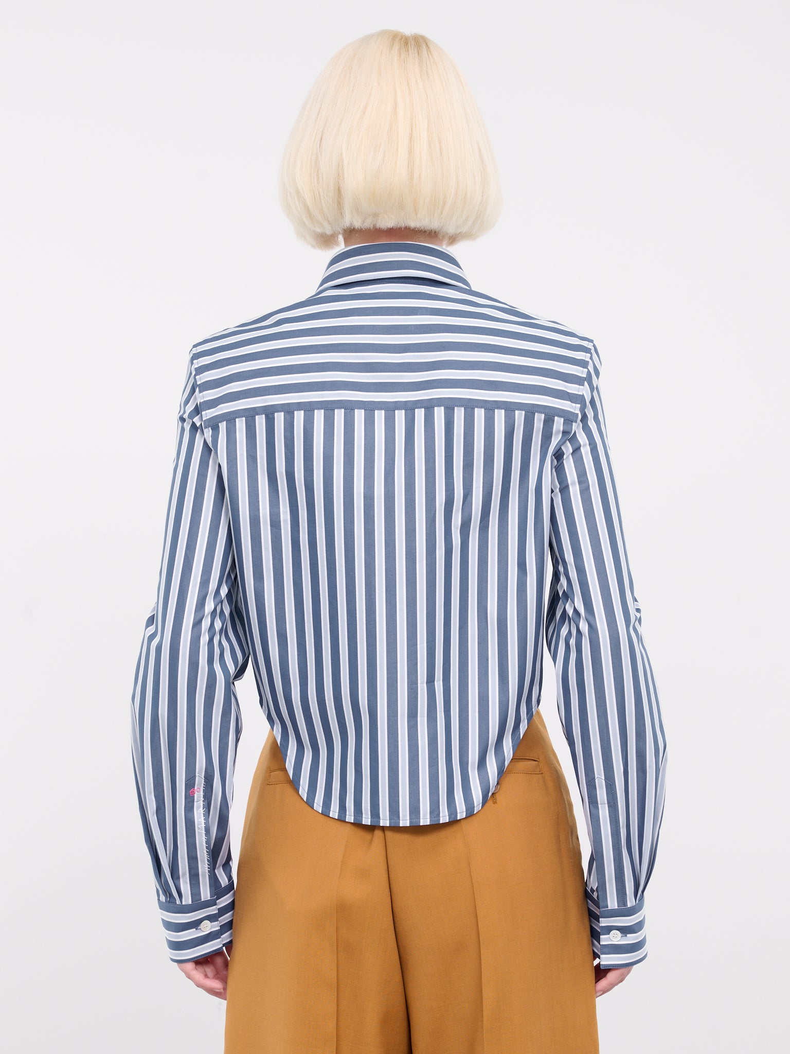 Cropped Stripe Shirt (CAMA0579S0-UTC336-BLUE-STRIPES)