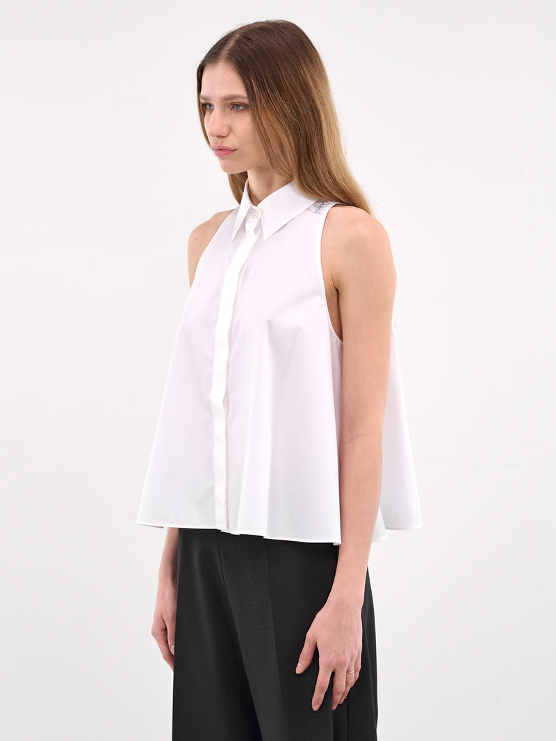 White Cotton Sleeveless Button-up Shirt (CAMA0612S0-UTC223-WHITE)