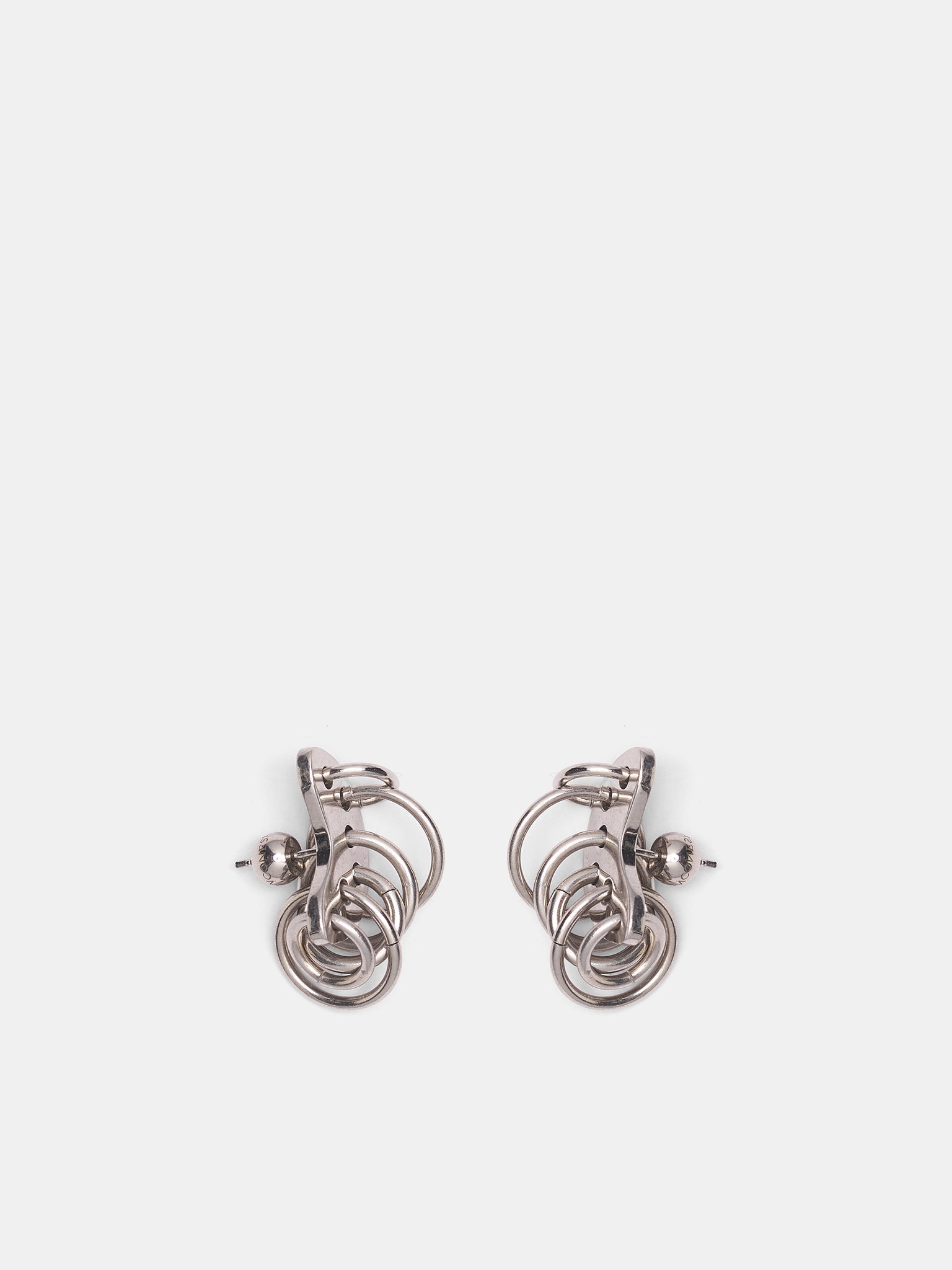 Pierced Armor Rhodium Earrings (CAO-EA028-P-SILVER)