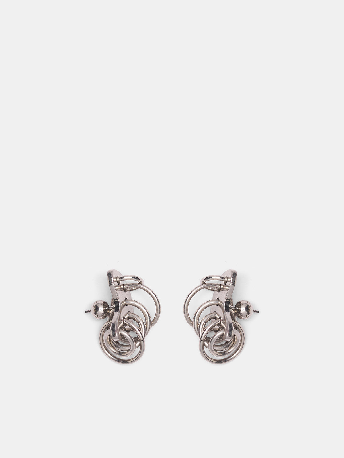 Pierced Armor Rhodium Earrings (CAO-EA028-P-SILVER)