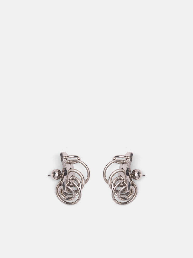 Pierced Armor Rhodium Earrings (CAO-EA028-P-SILVER)