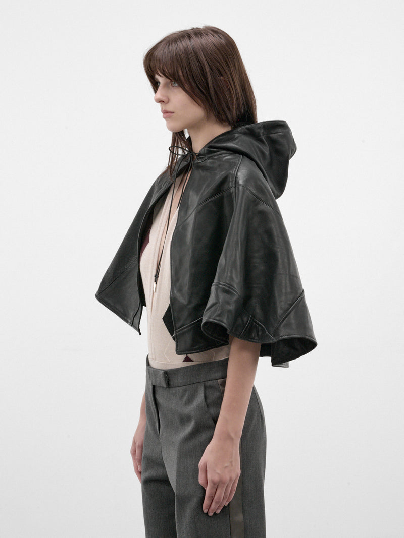 Black Leather Vera Cape (CAPE-VERA-LEATHER-BLACK)