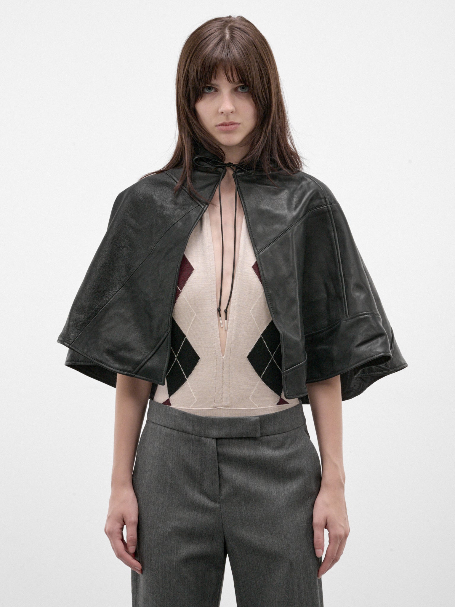 Black Leather Vera Cape (CAPE-VERA-LEATHER-BLACK)