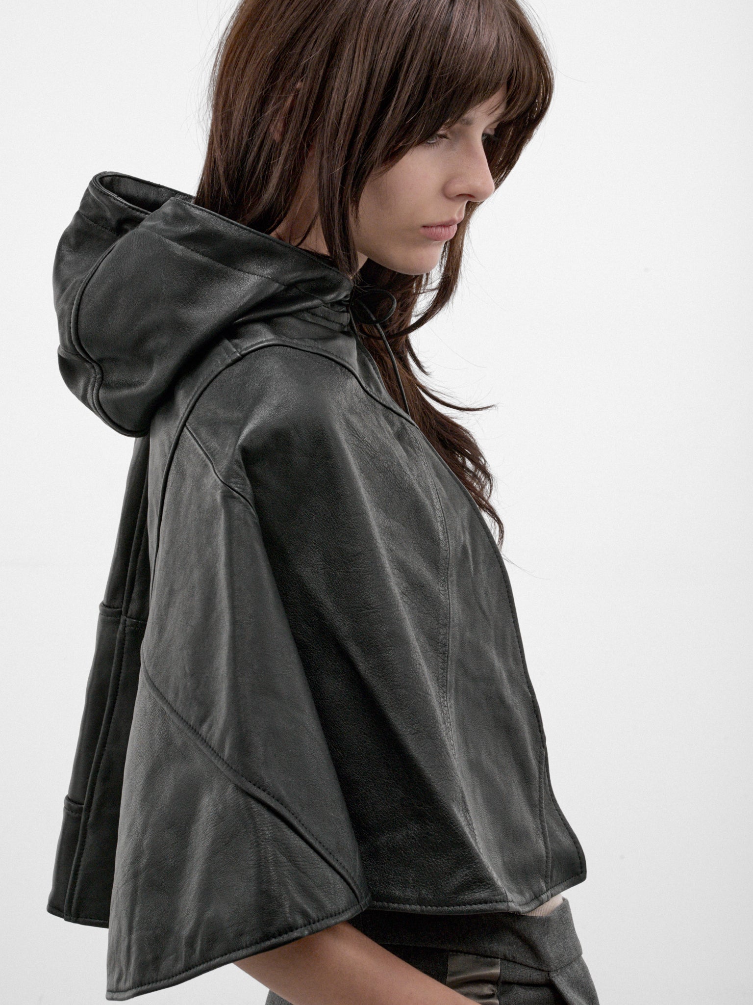 Black Leather Vera Cape (CAPE-VERA-LEATHER-BLACK)