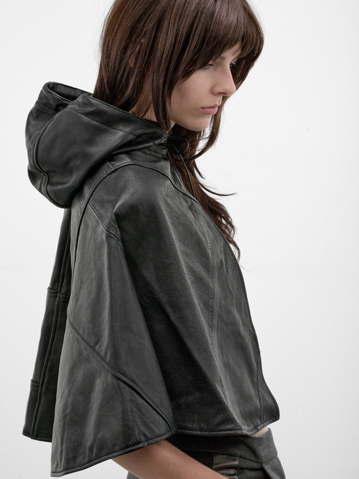 Black Leather Vera Cape (CAPE-VERA-LEATHER-BLACK)