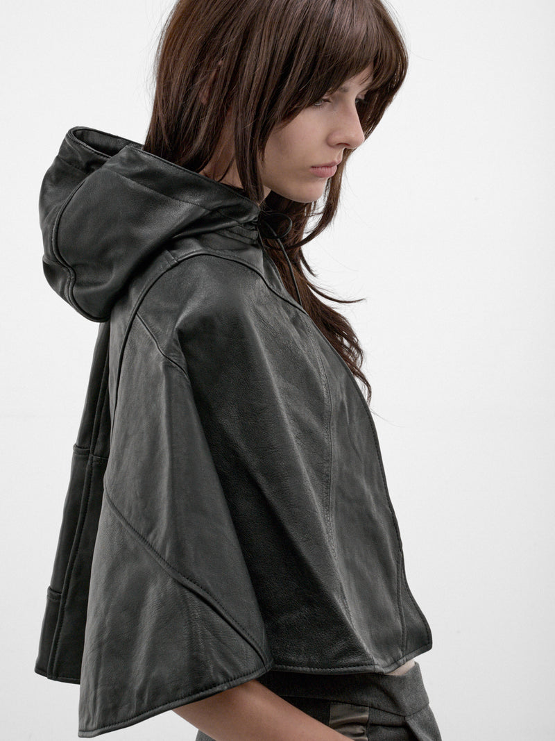 Black Leather Vera Cape (CAPE-VERA-LEATHER-BLACK)