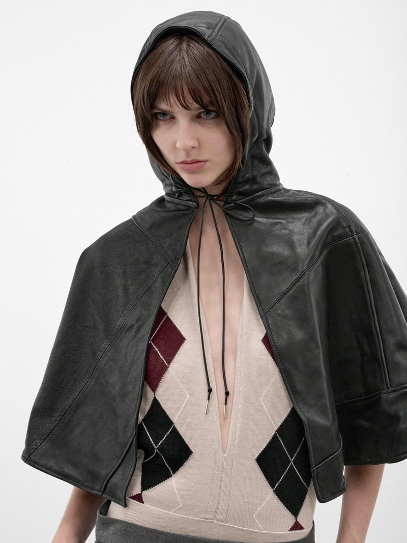Black Leather Vera Cape (CAPE-VERA-LEATHER-BLACK)