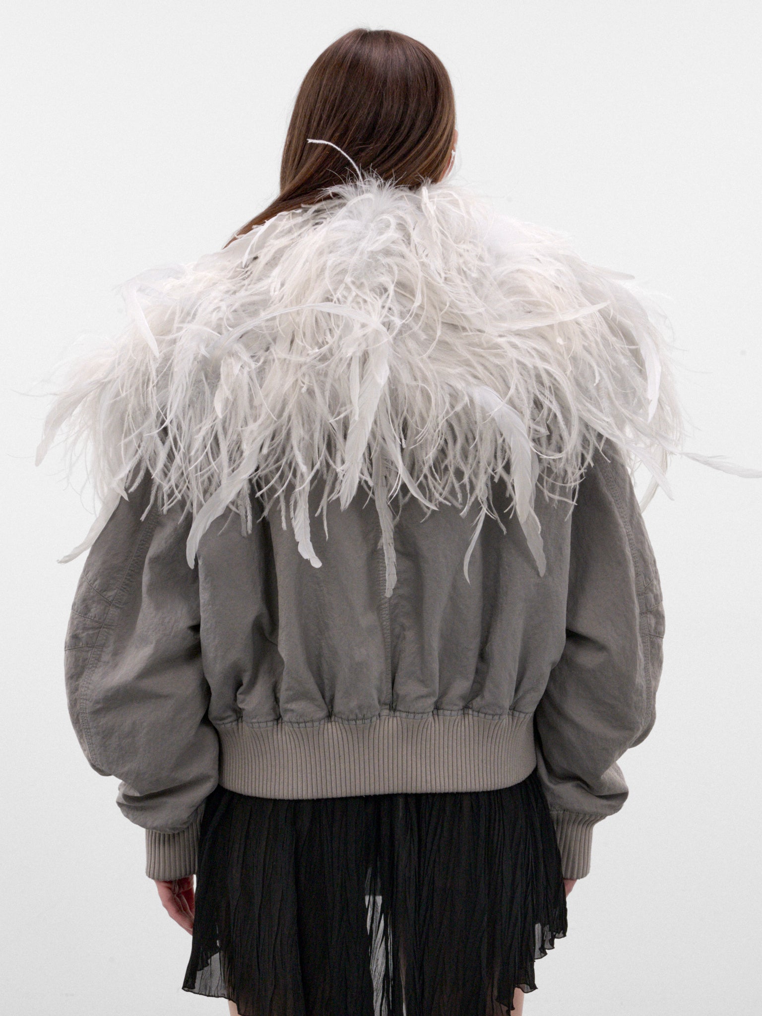 Ice Feather Collar Bomber Jacket (CAPWCB00132-ICE)
