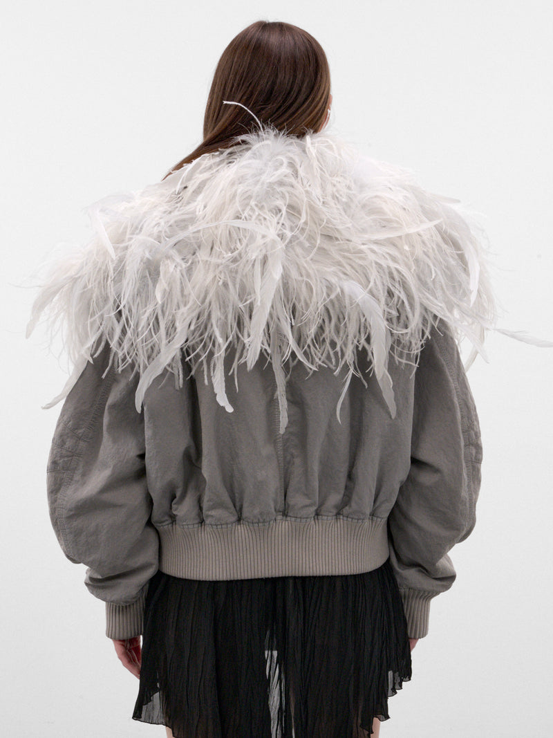 Ice Feather Collar Bomber Jacket (CAPWCB00132-ICE)