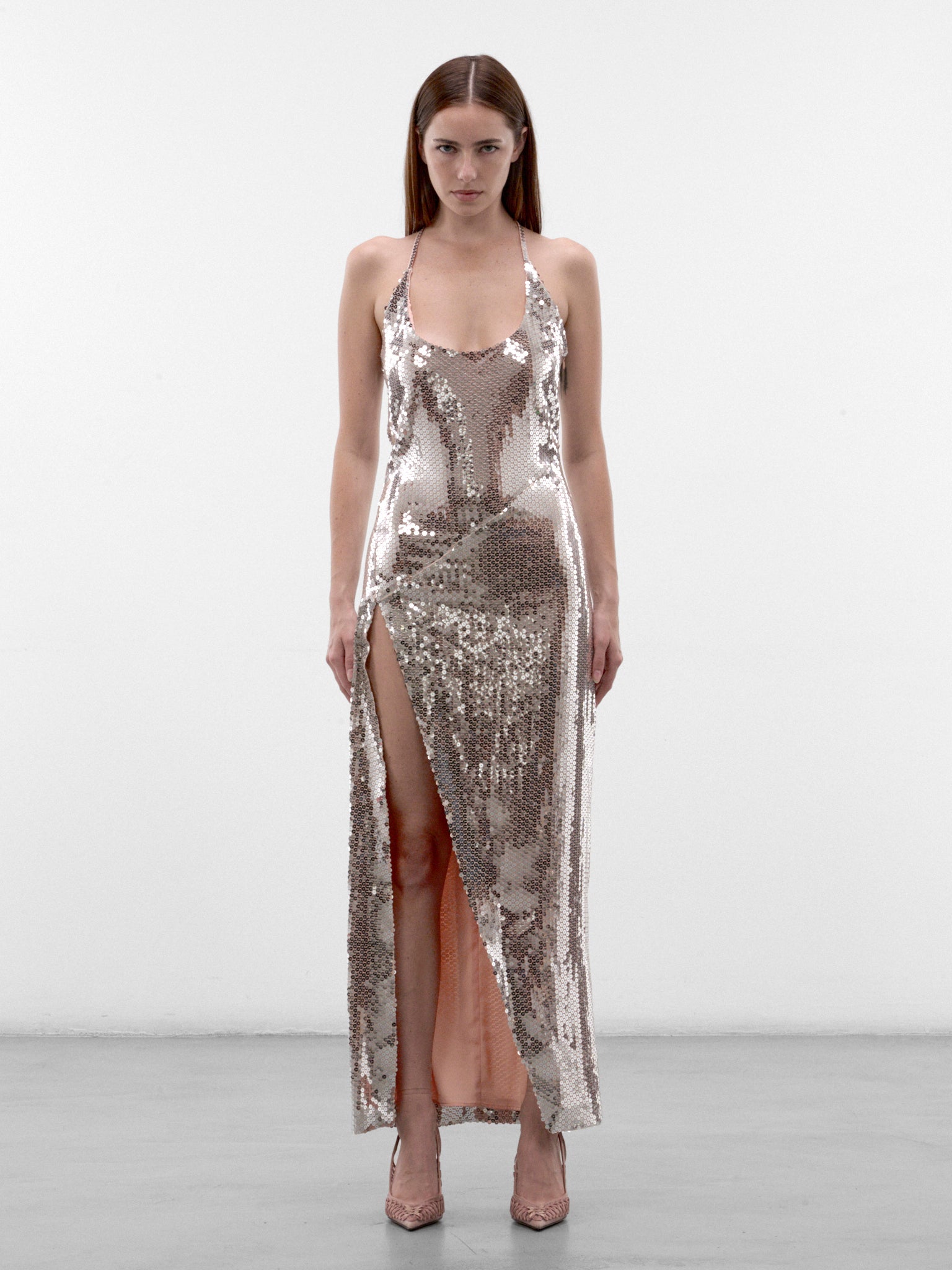 Silver Sleeveless Maxi Dress (CAPWCW00343-SILVER)