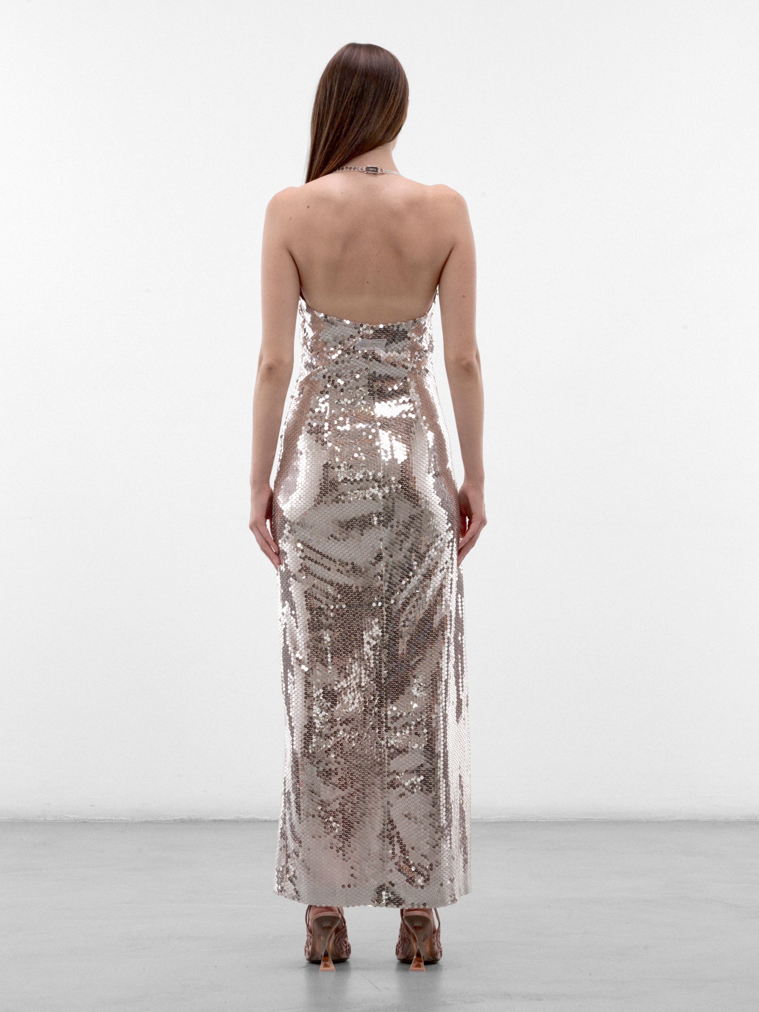 Silver Sleeveless Maxi Dress (CAPWCW00343-SILVER)