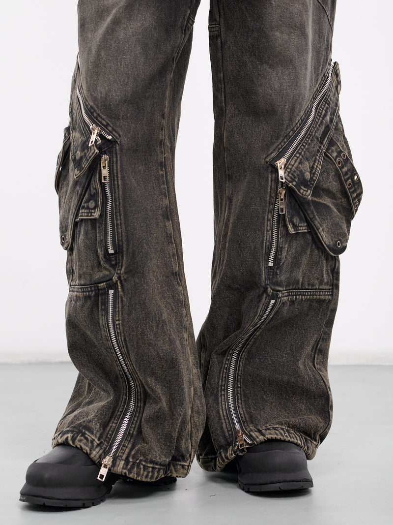 パンツ NO/FAITH STUDIOS CARGO DENIM PANTS Denim Cargo Jeans (CARGO-DENIM-GREY-GREEN)