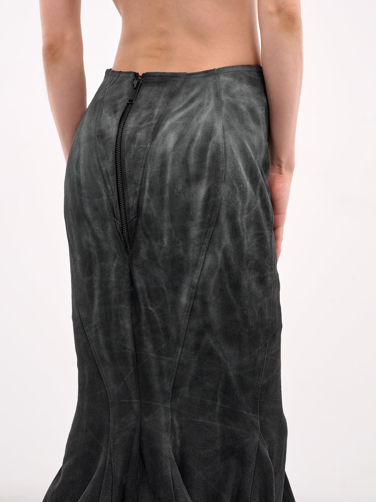 Painted Train Denim Skirt (CATWALK-5-BLACK-VAIN)