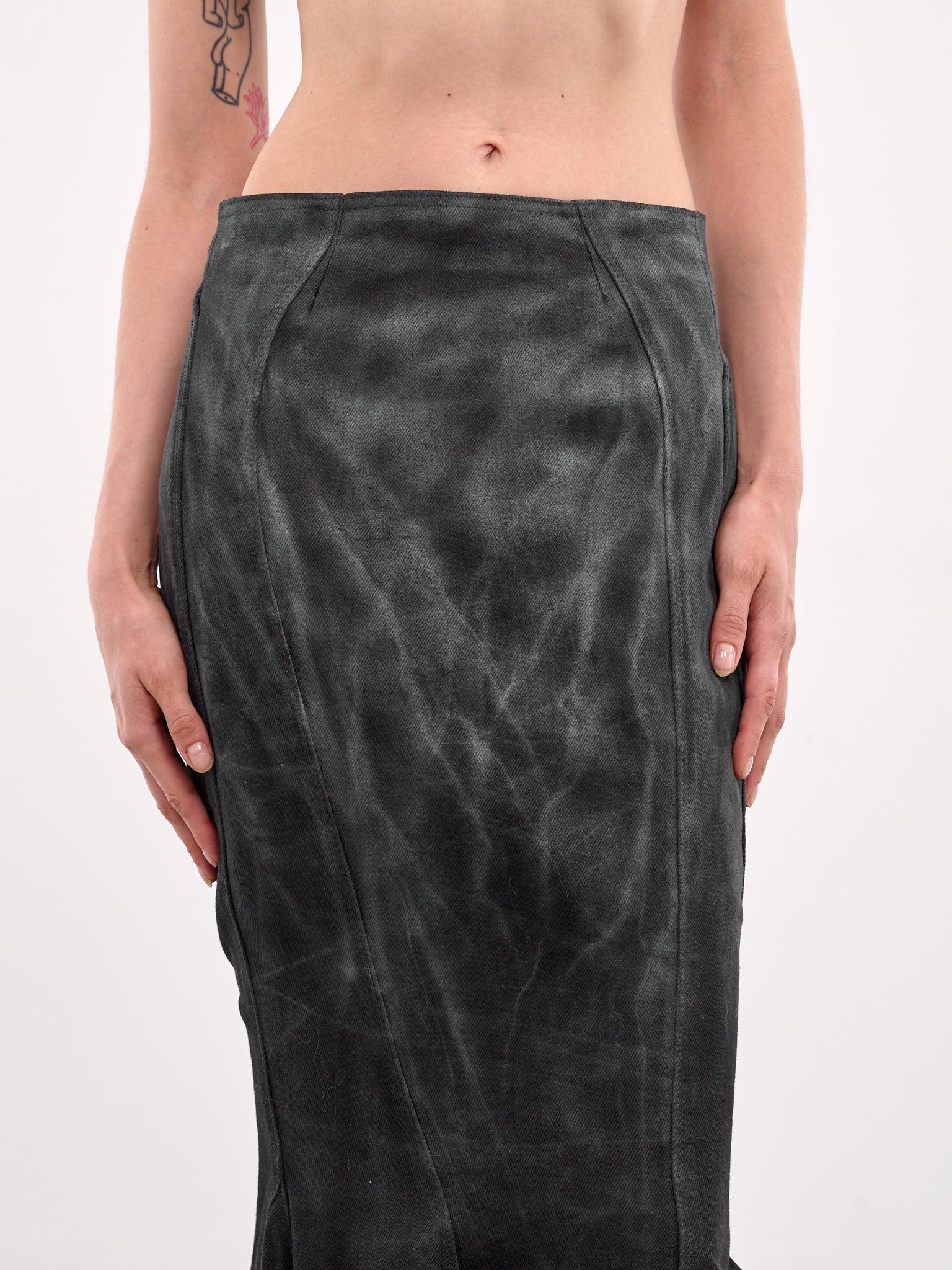 Painted Train Denim Skirt (CATWALK-5-BLACK-VAIN)