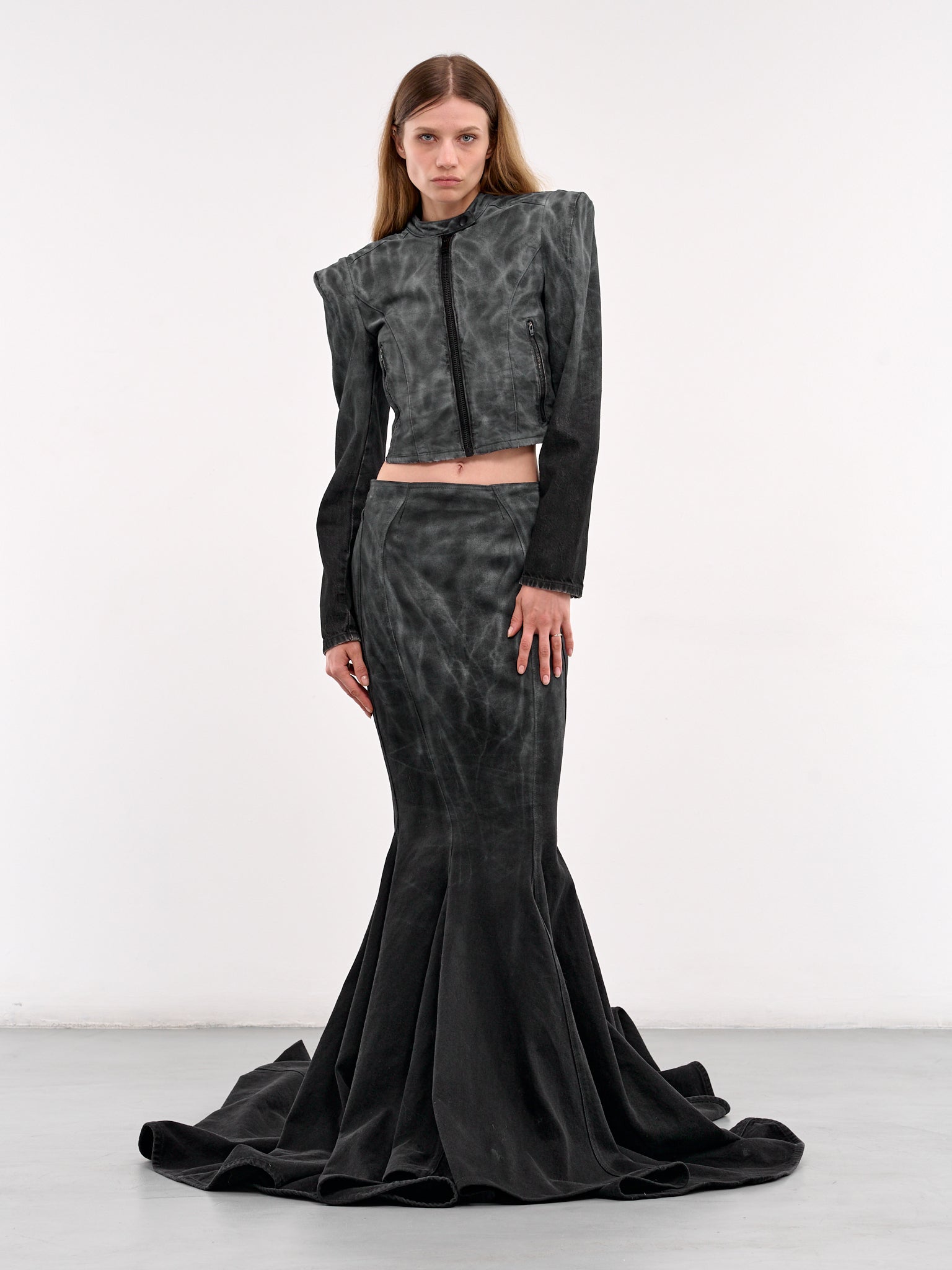 Painted Train Denim Skirt (CATWALK-5-BLACK-VAIN)