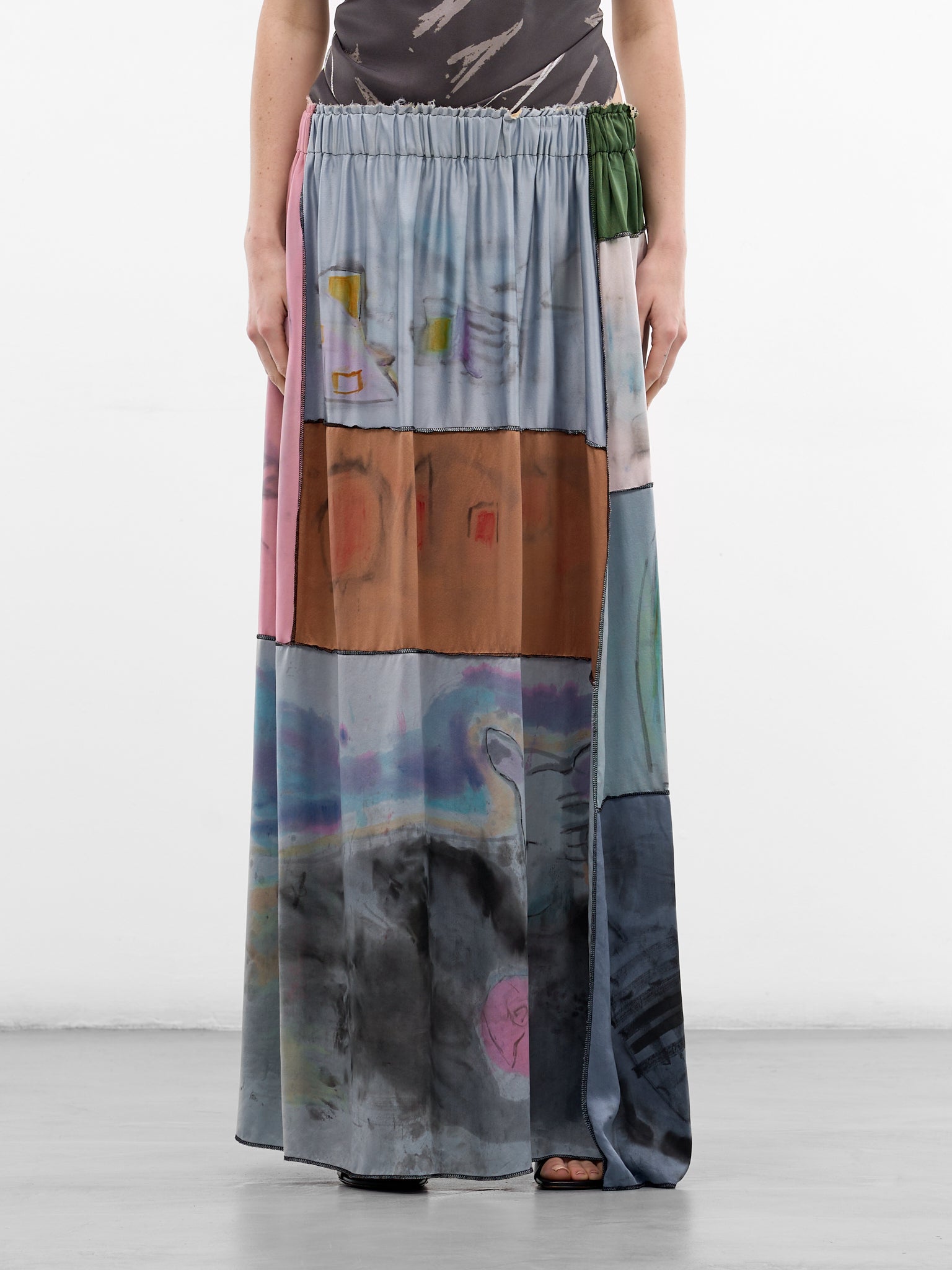Hand Dyed & Illustrated Skirt (CB24HL05-BEIGE-PINK-MULTI)