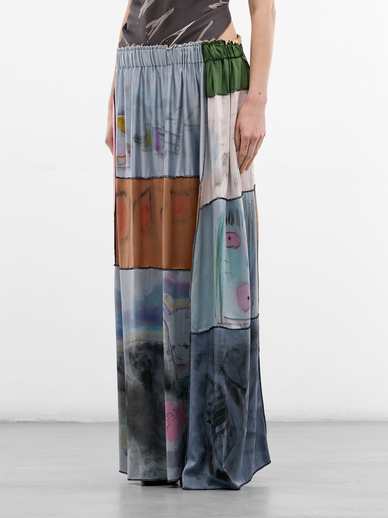 Hand Dyed & Illustrated Skirt (CB24HL05-BEIGE-PINK-MULTI)