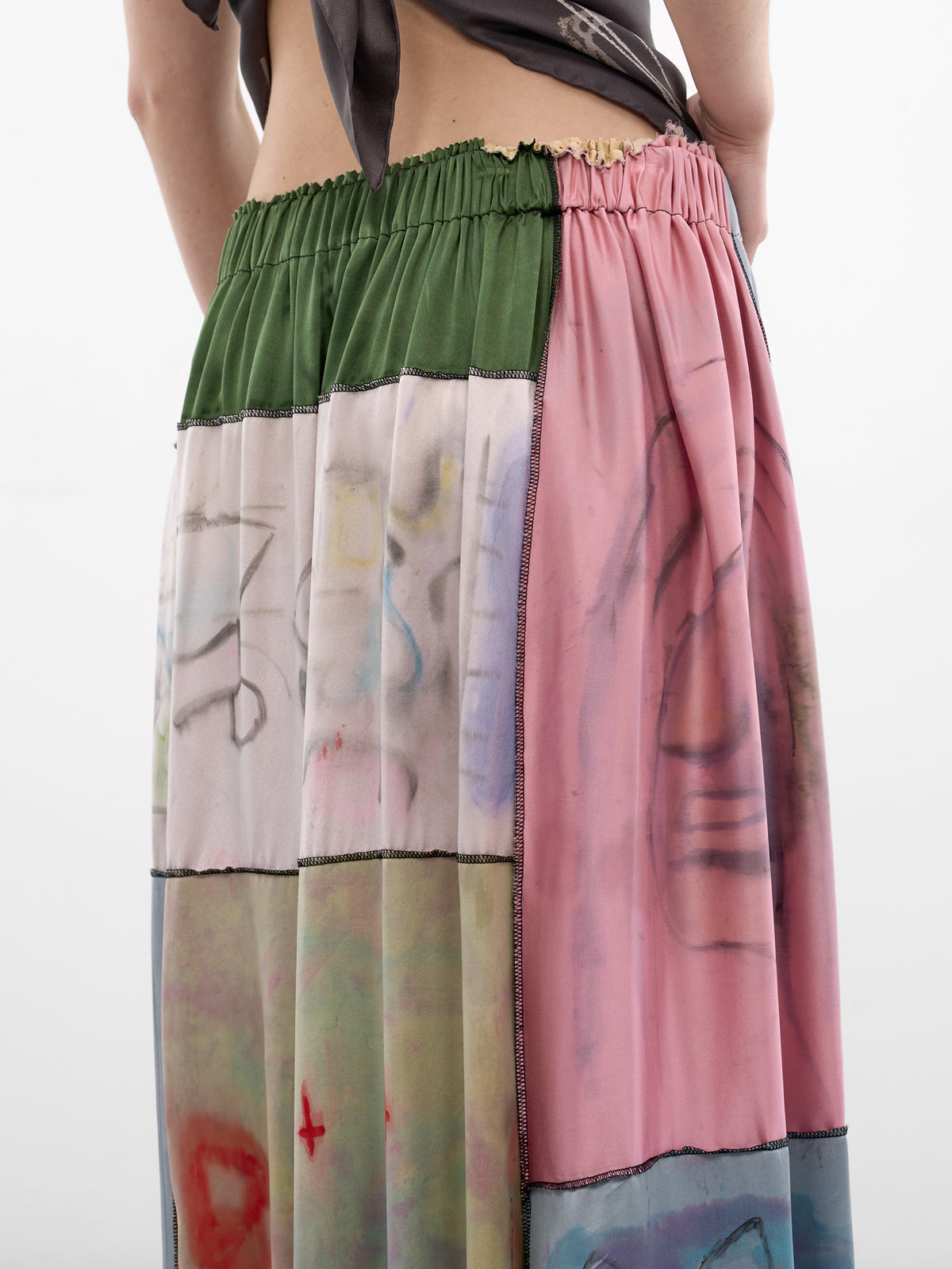 Hand Dyed & Illustrated Skirt (CB24HL05-BEIGE-PINK-MULTI)