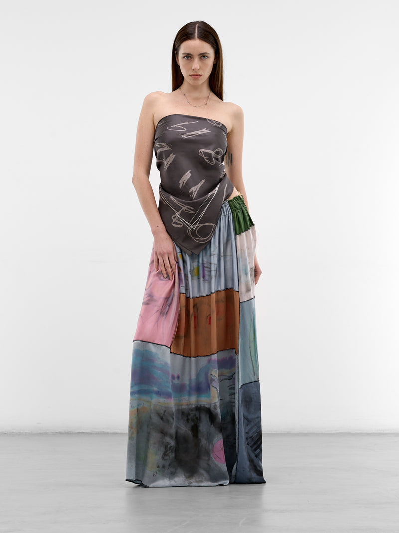 Hand Dyed & Illustrated Skirt (CB24HL05-BEIGE-PINK-MULTI)